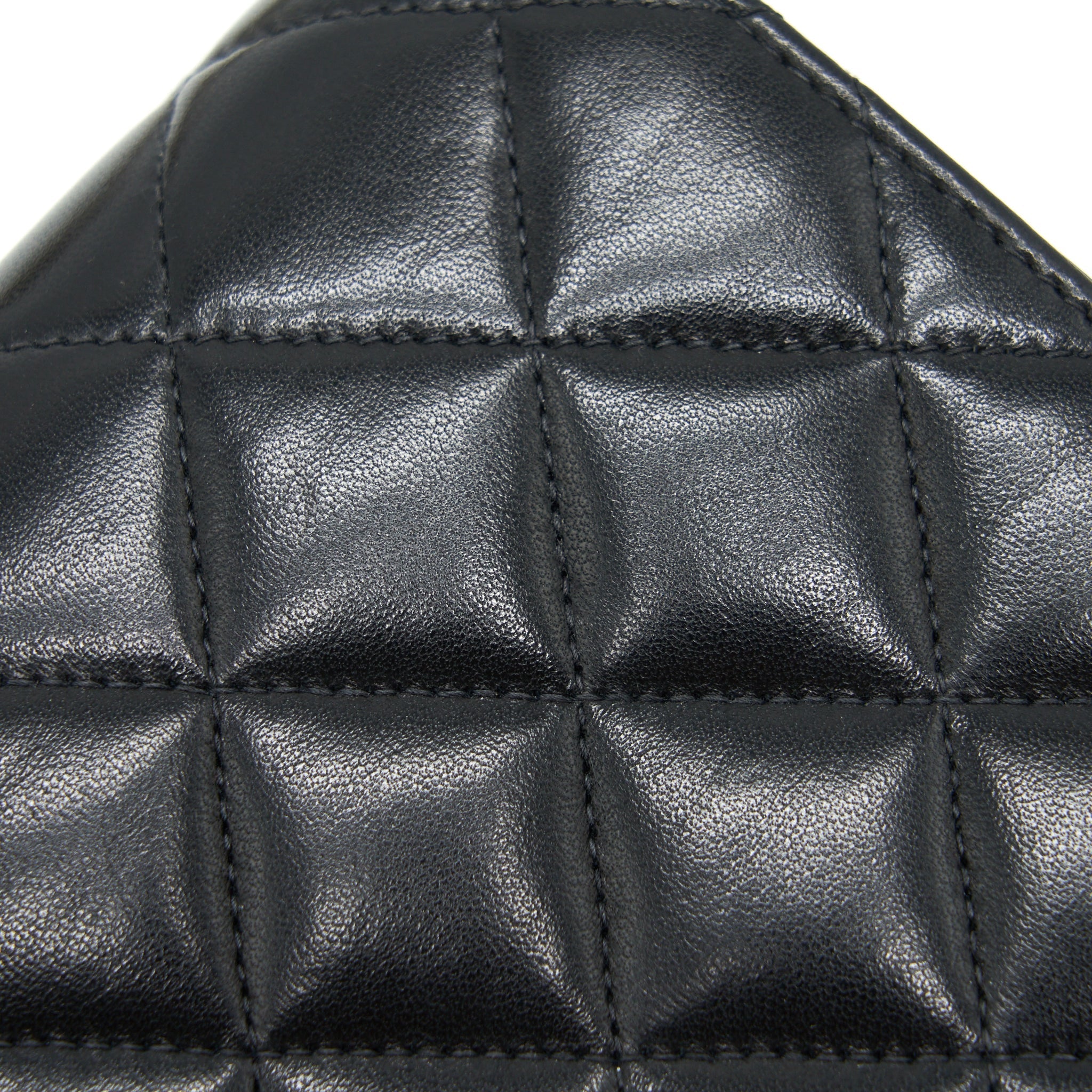 Chanel Vintage Quilted Mini Flap Bag With Chain Lambskin Black