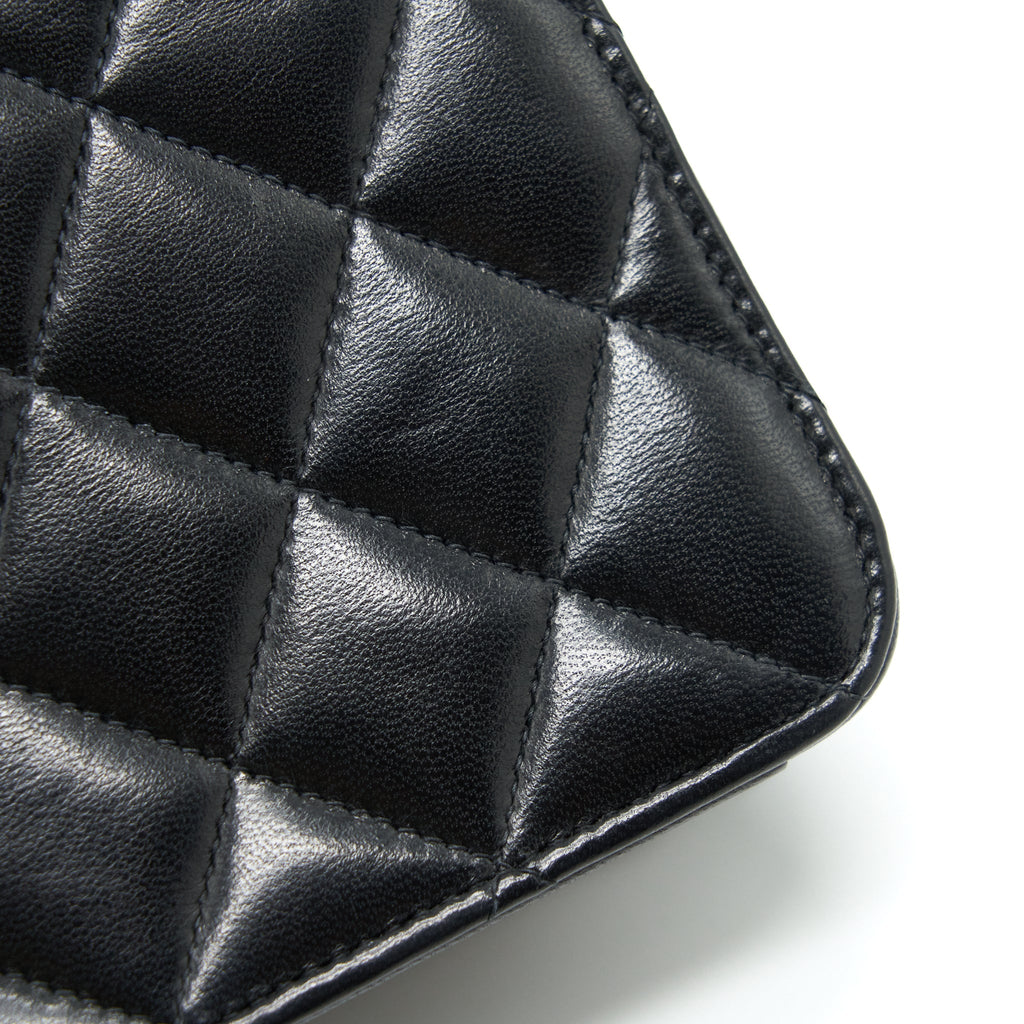 Chanel Vintage Quilted Mini Flap Bag With Chain Lambskin Black