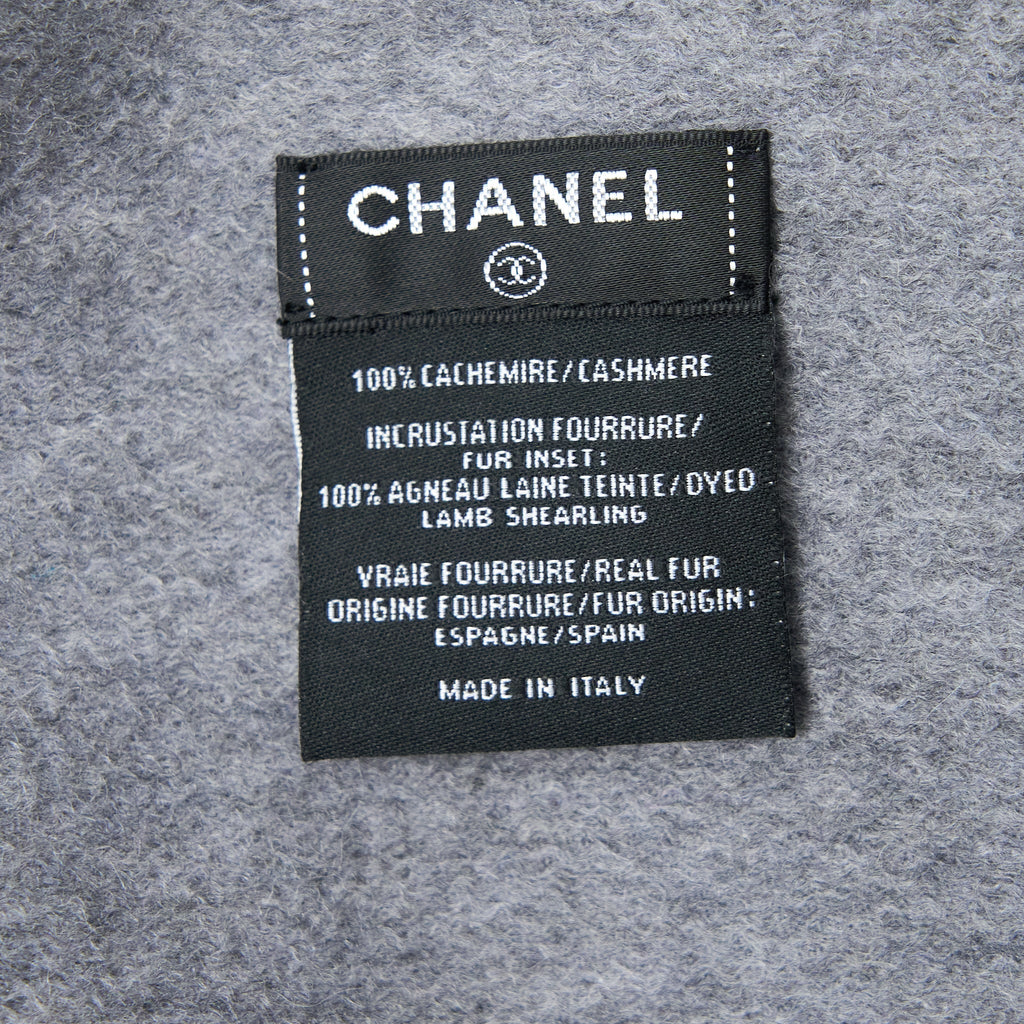 Chanel CC Logo/Letter Scarf/Shawl Cashmere Grey/White