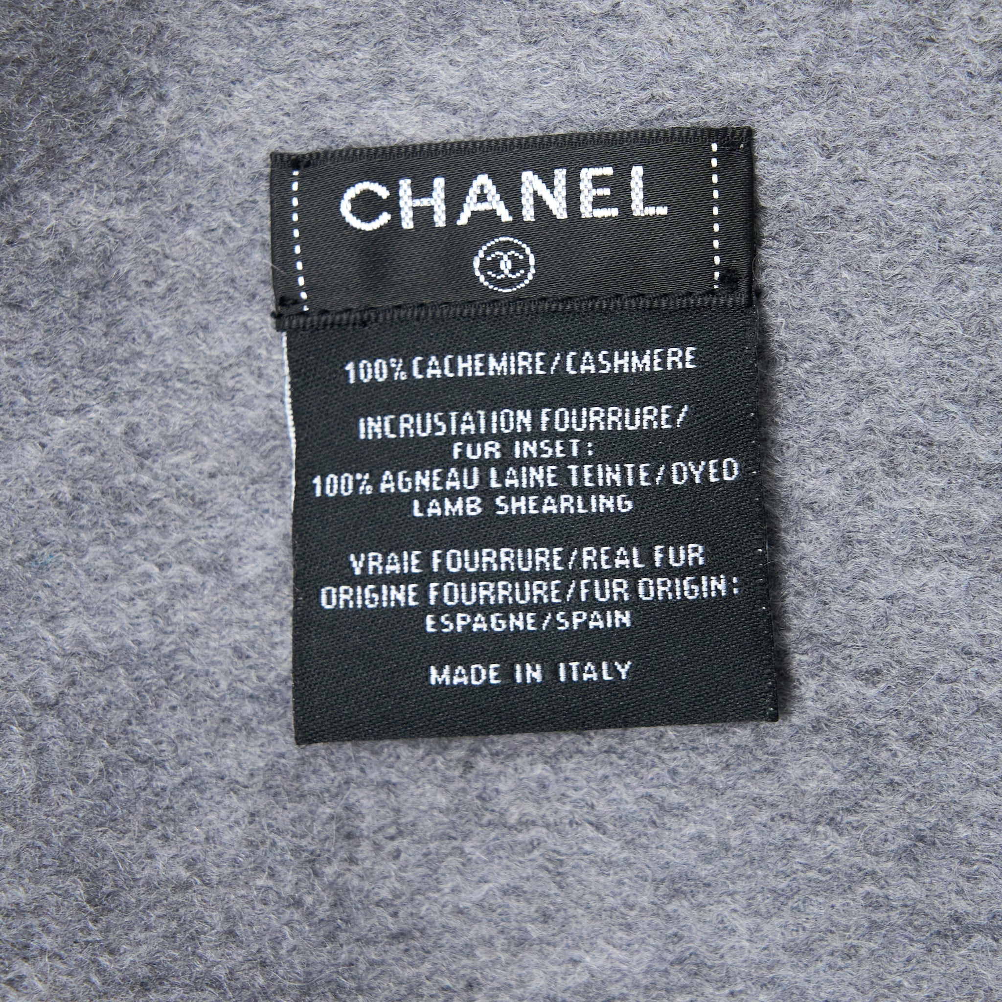 Chanel CC Logo/Letter Scarf/Shawl Cashmere Grey/White