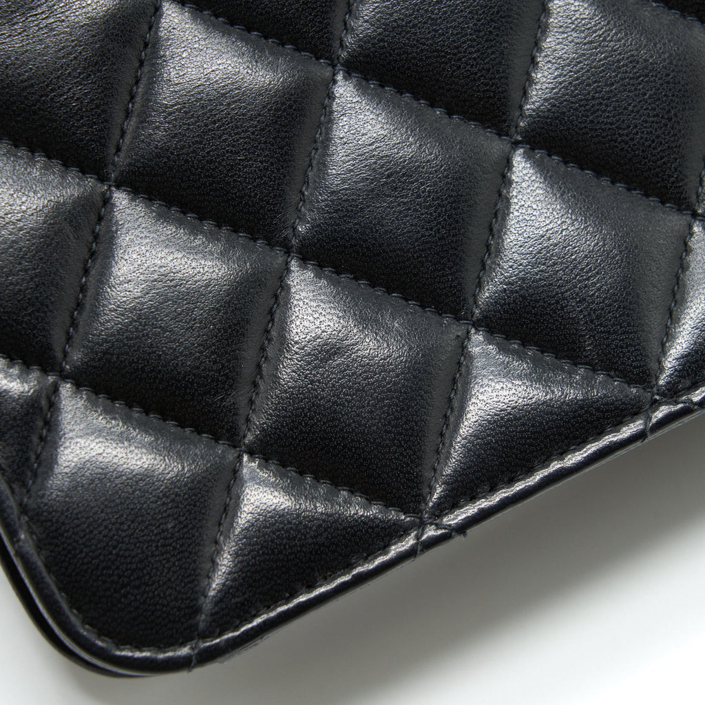 Chanel Vintage Quilted Mini Flap Bag With Chain Lambskin Black