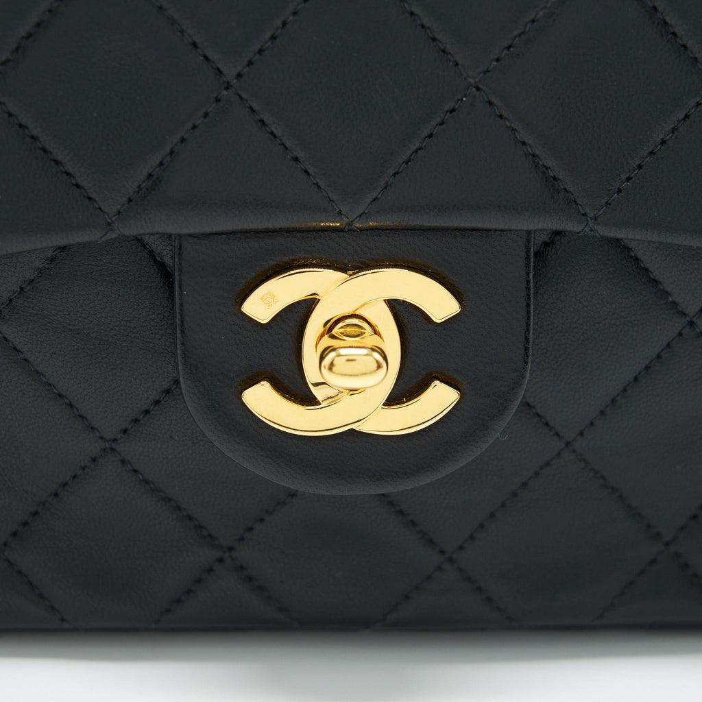 Chanel Vintage Mini Square Flap Bag Lambskin Black