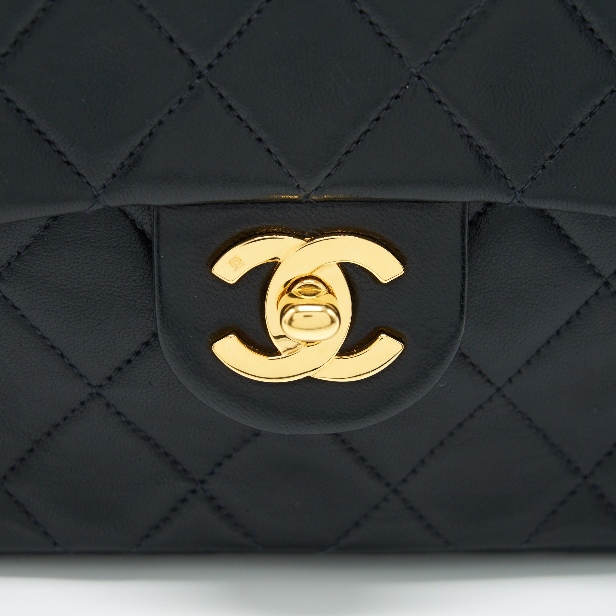 Chanel Vintage Mini Square Flap Bag Lambskin Black