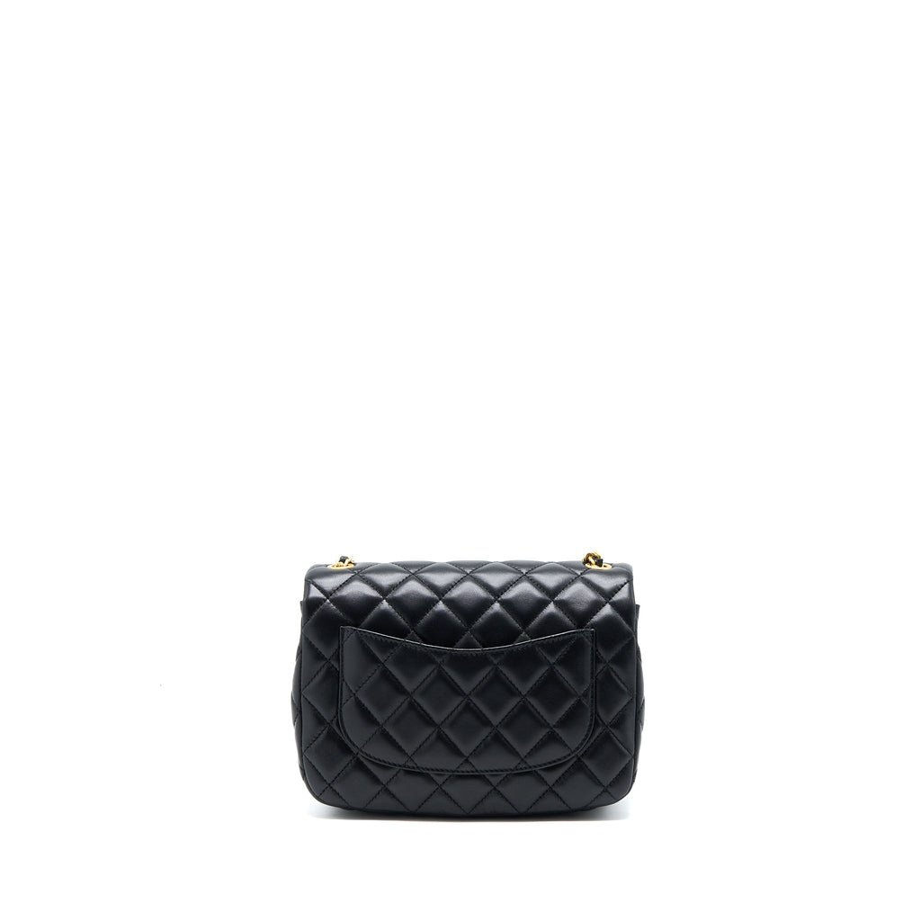 Chanel 22K Coco Chain Quilted Flap Bag Lambskin Black Brushed  (Microchip)