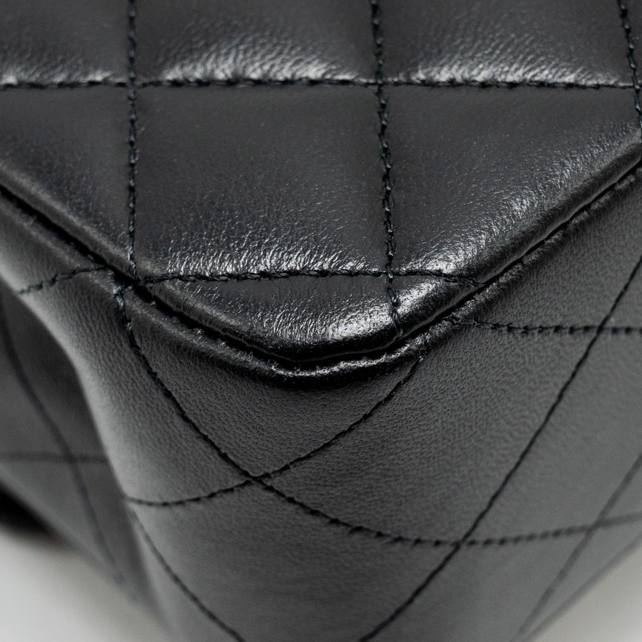 Chanel Medium Classic Double Flap Bag Lambskin Black  (microchip)