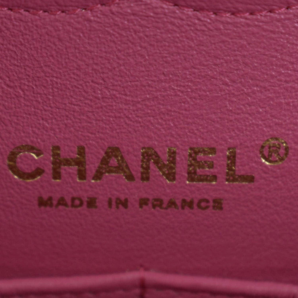 CHANEL Classic Medium Double Flap Quilted Lambskin Leather Shoulder Bag Pink