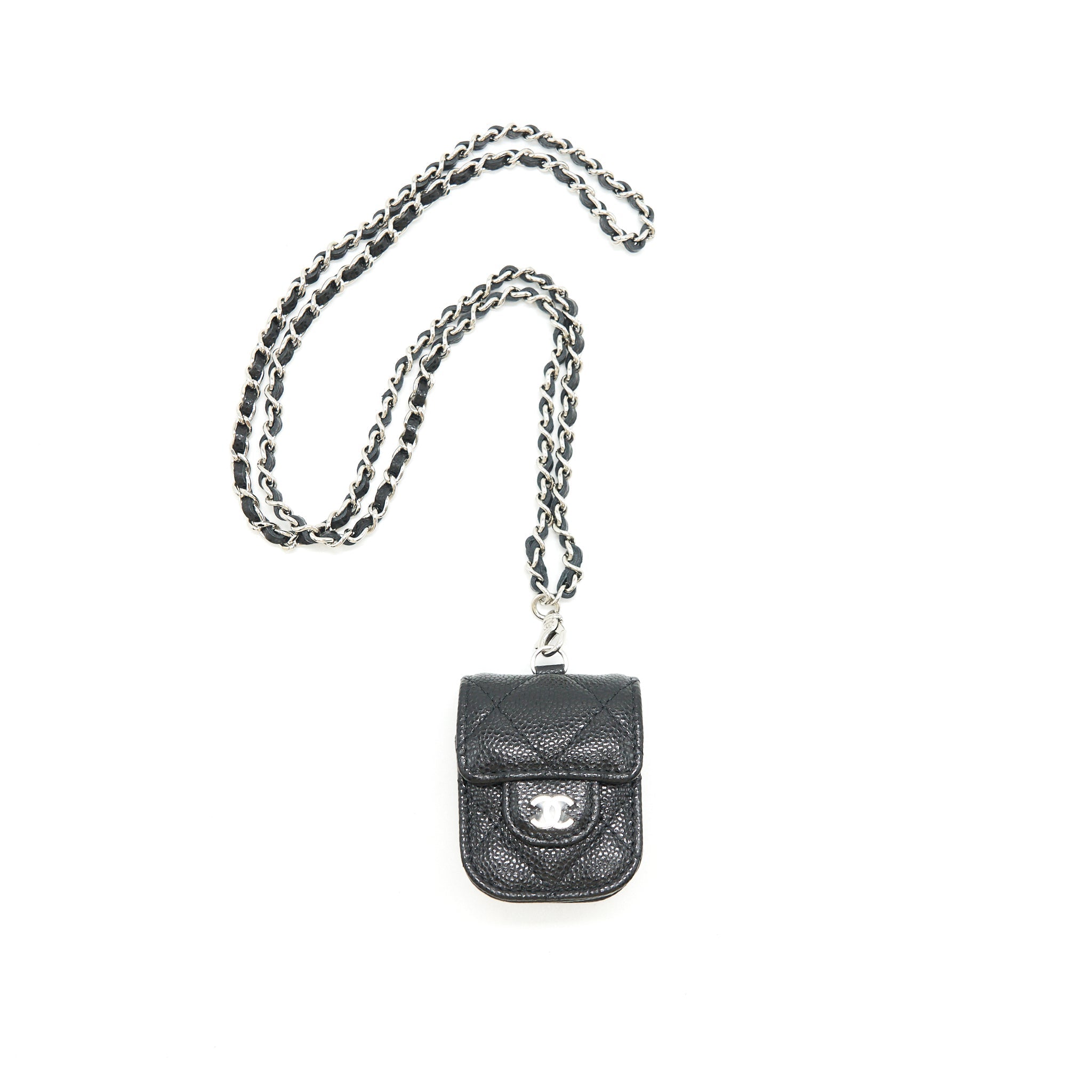 Chanel AirPods Case With Chain Caviar Black