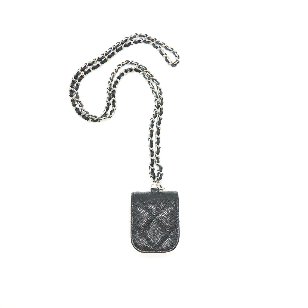Chanel AirPods Case With Chain Caviar Black
