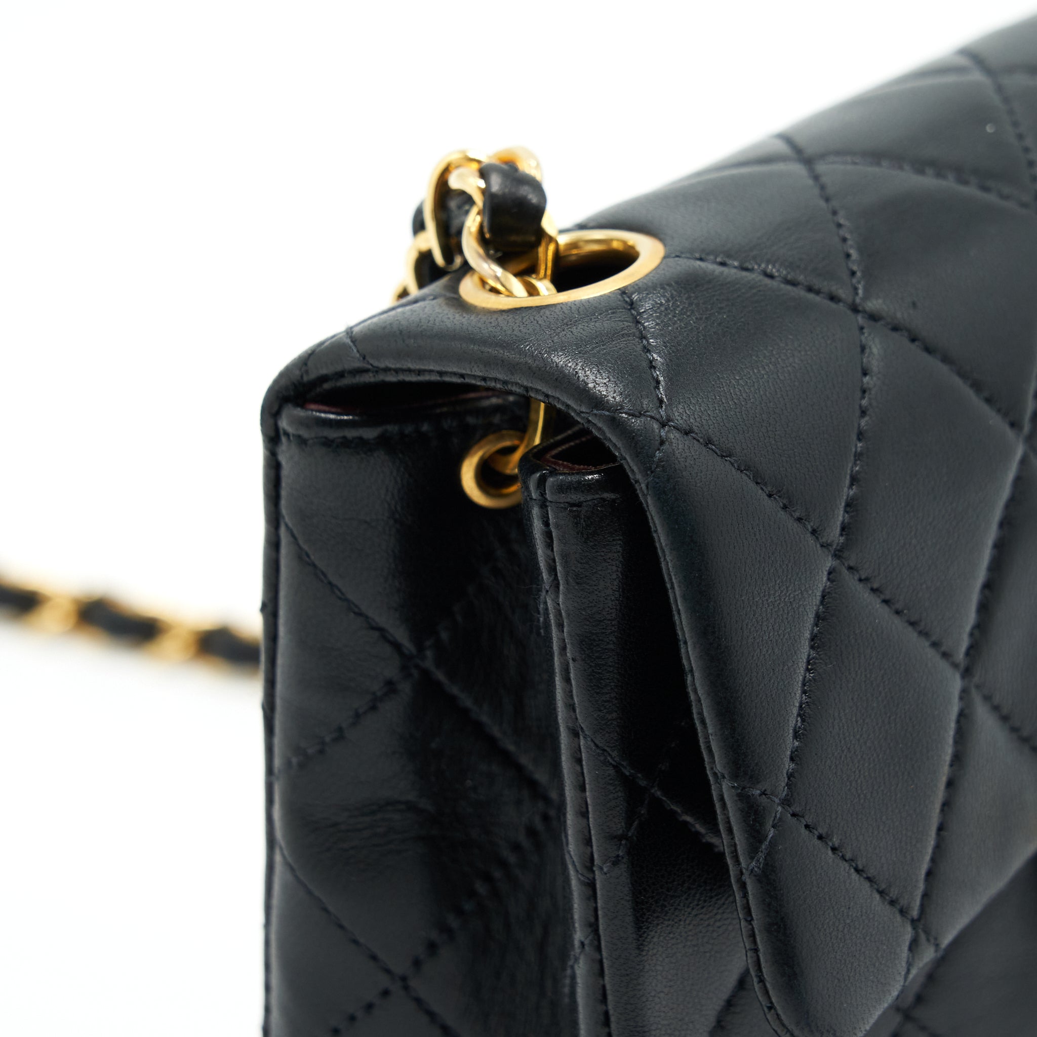 Chanel Vintage Mini Square Flap Bag Lambskin Black