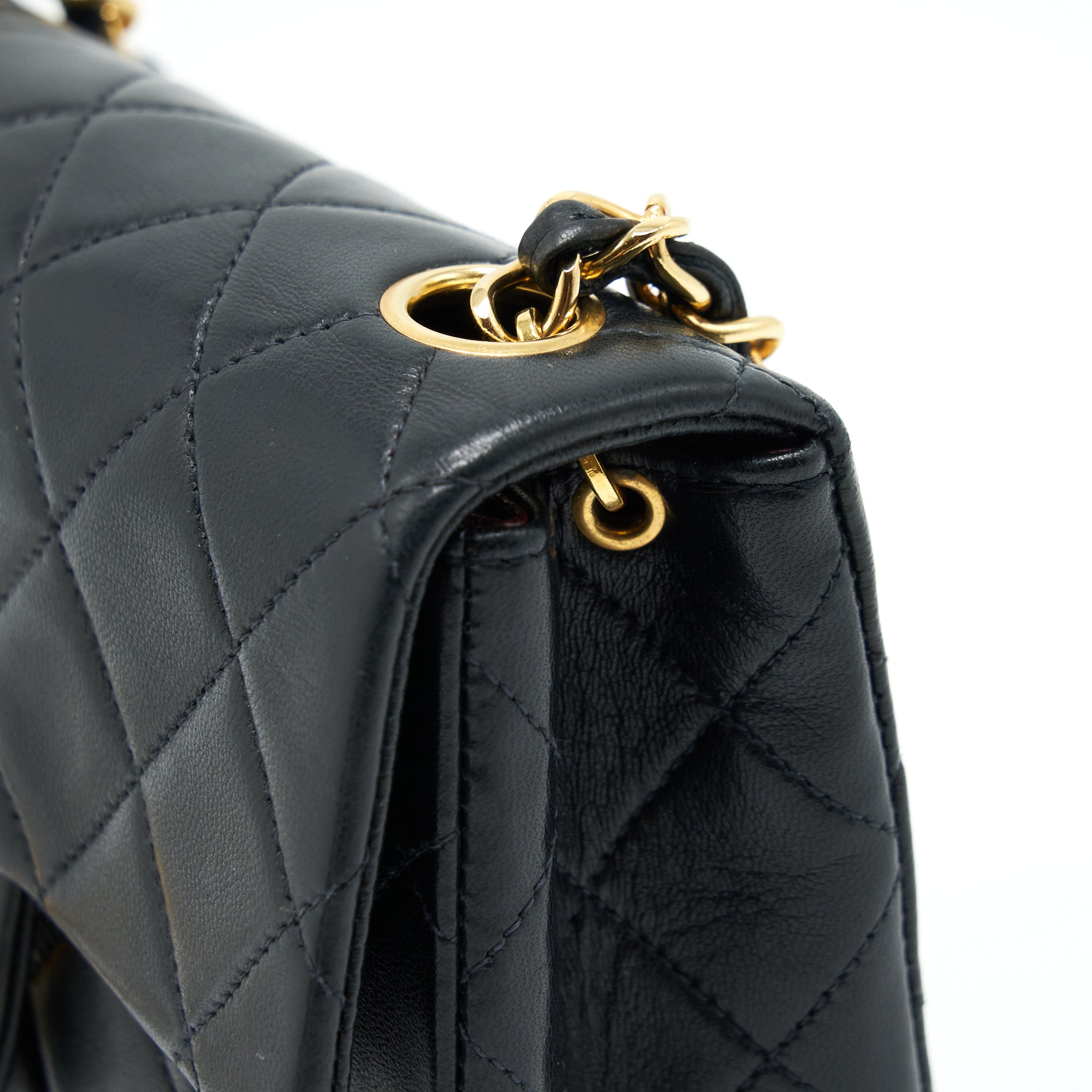 Chanel Vintage Mini Square Flap Bag Lambskin Black