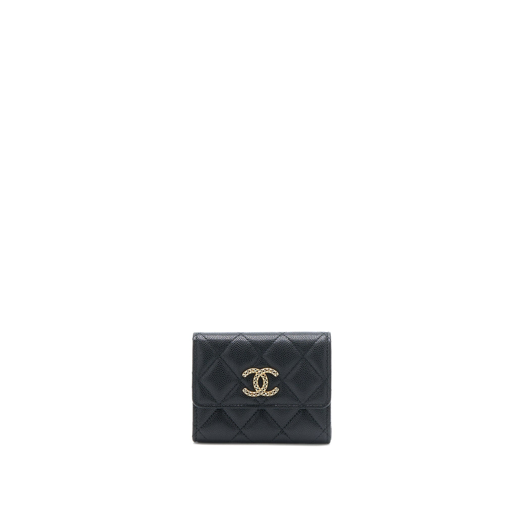 Chanel 23P Detailed CC logo Flap Card Holder Caviar Black L (Microchip)