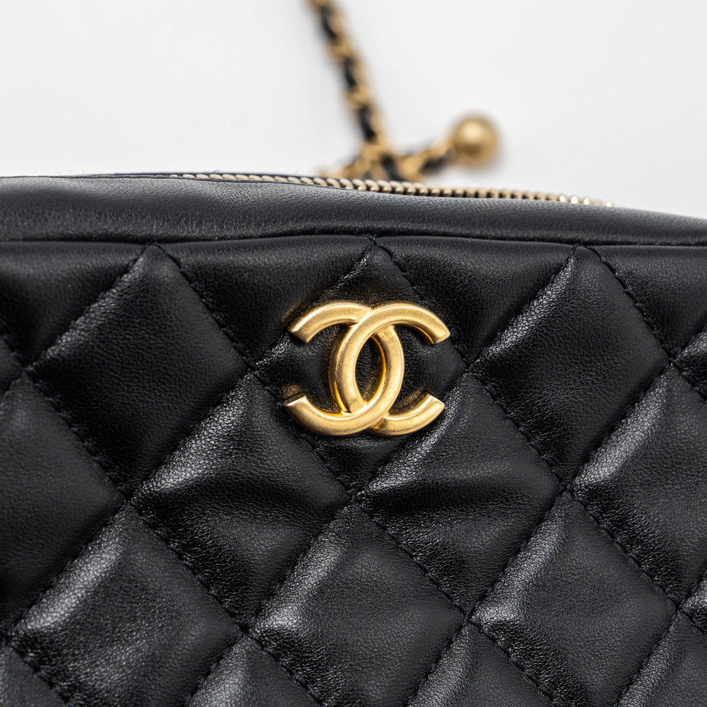 Chanel pearl crush camera bag lambskin black  (microchip)