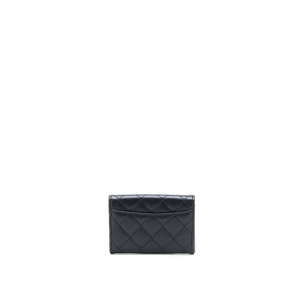 Chanel Classic Quilted Flap Card Holder Caviar Black  (Microchip)