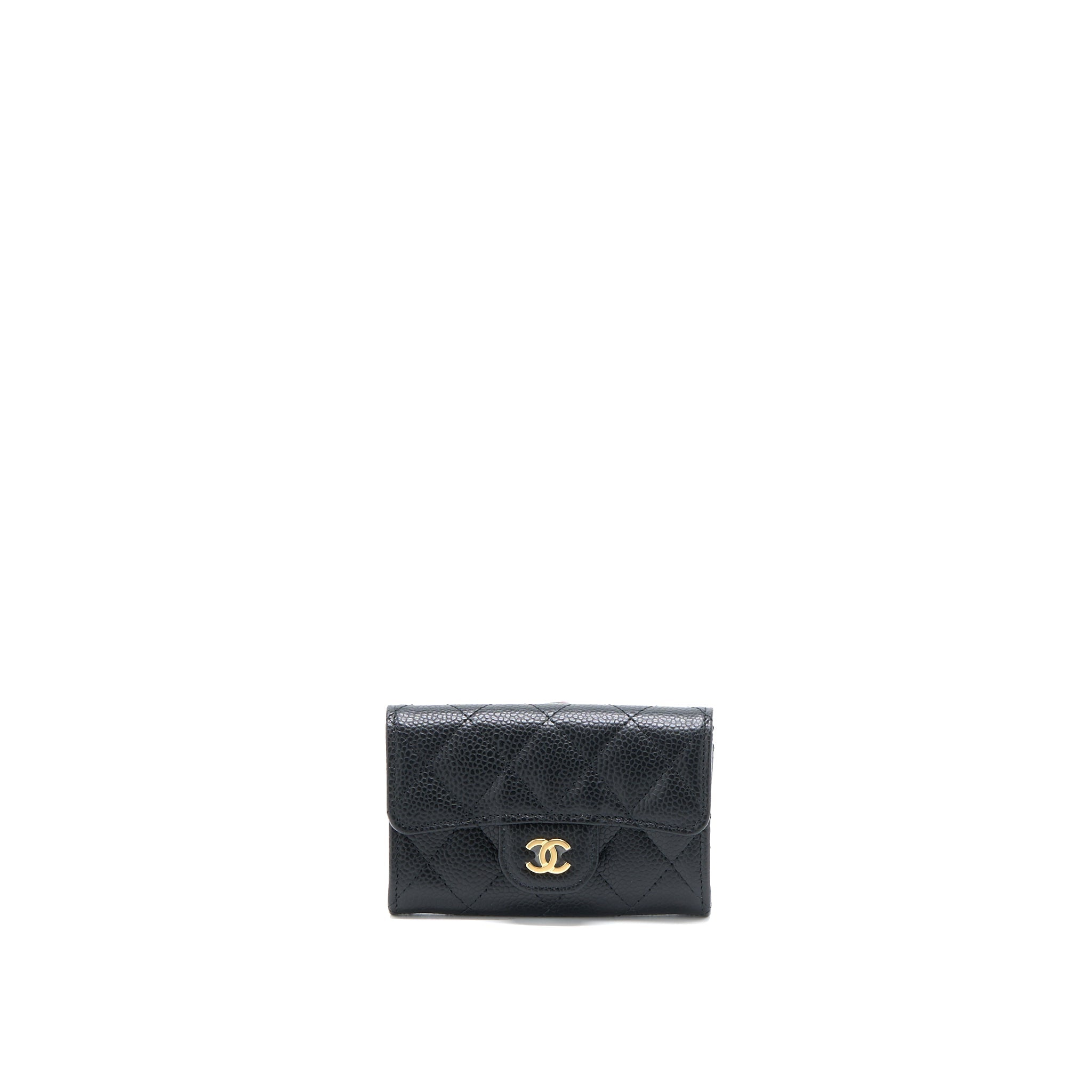 Chanel Classic Quilted Flap Card Holder Caviar Black  (Microchip)