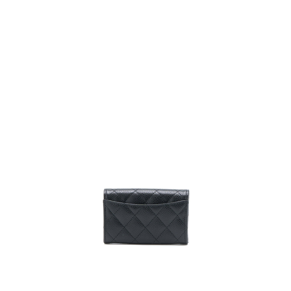Chanel Classic Quilted Flap Card Holder Caviar Black  (Microchip)