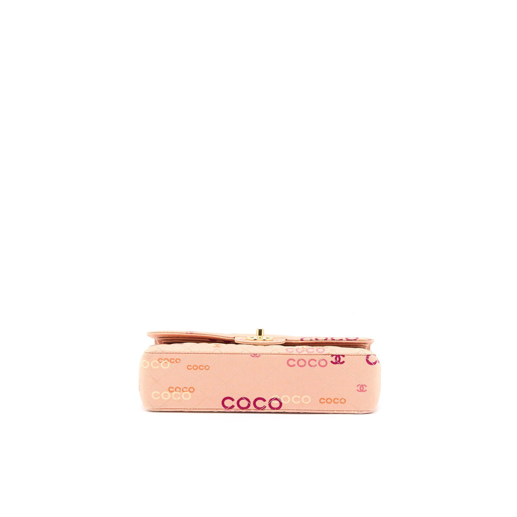 Chanel Vintage Coco Medium Classic Flap Bag Fabric Pink