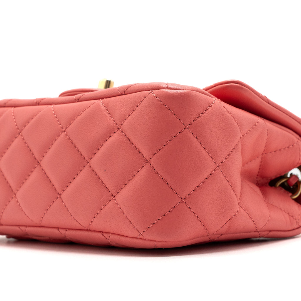 Chanel Pearl Crush Mini Square Flap Bag Lambskin Pink
