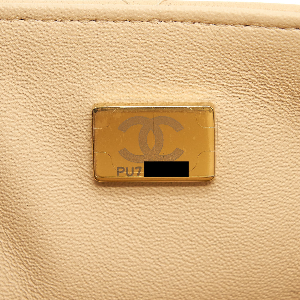 Chanel 22C Mini square flap Bag Lambskin beige L