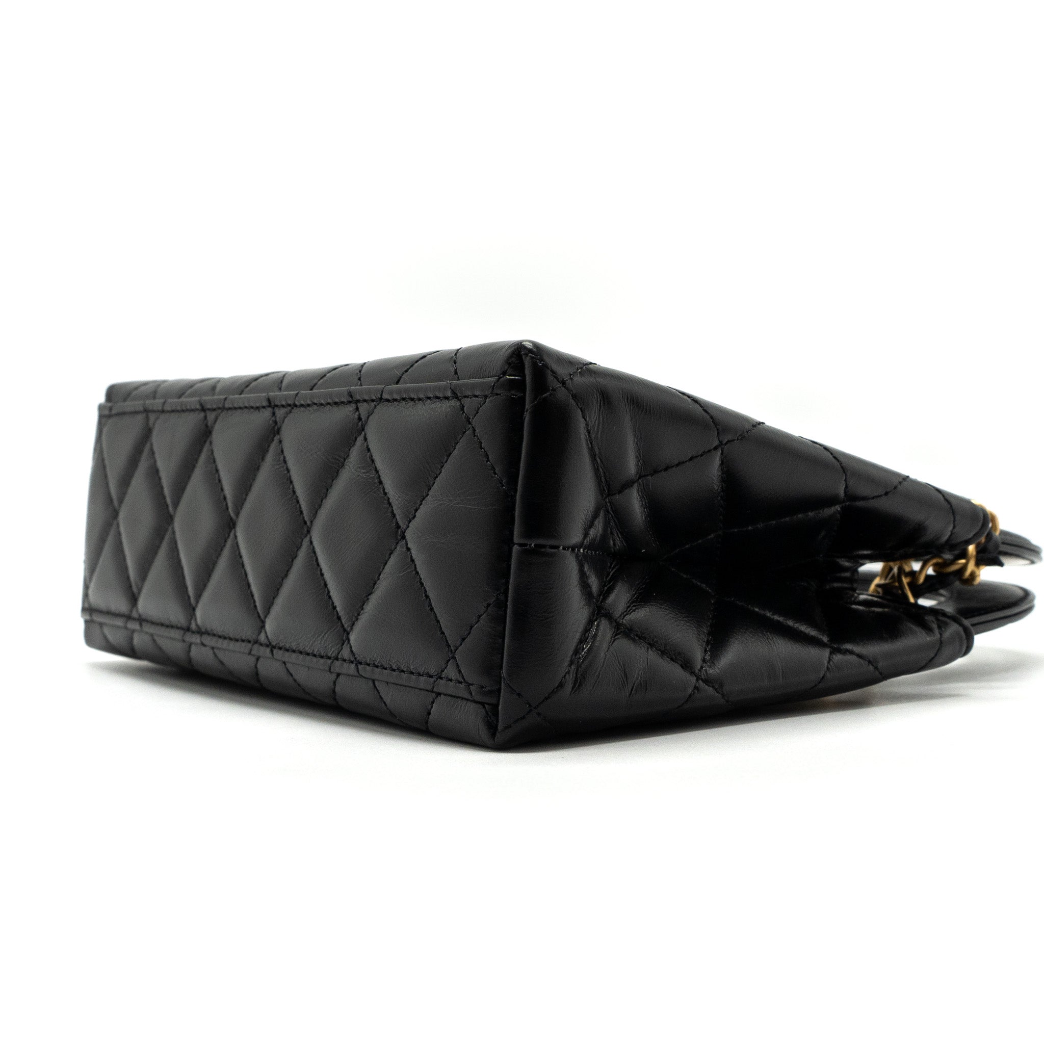 Chanel 23k Mini Shopping Bag Calfskin Black  (microchip)