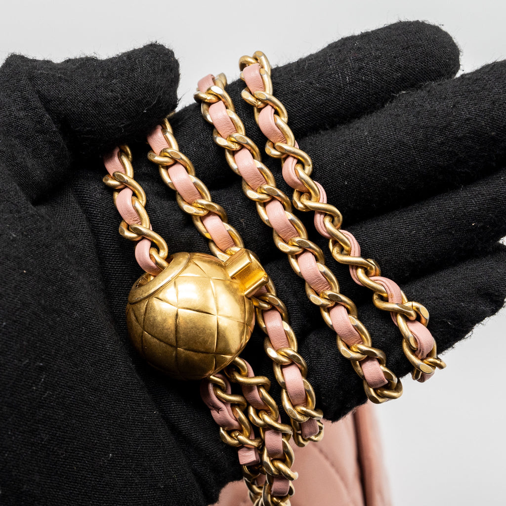 Chanel Pearl Crush Mini Square Flap Bag Lambskin Pink  (microchip)