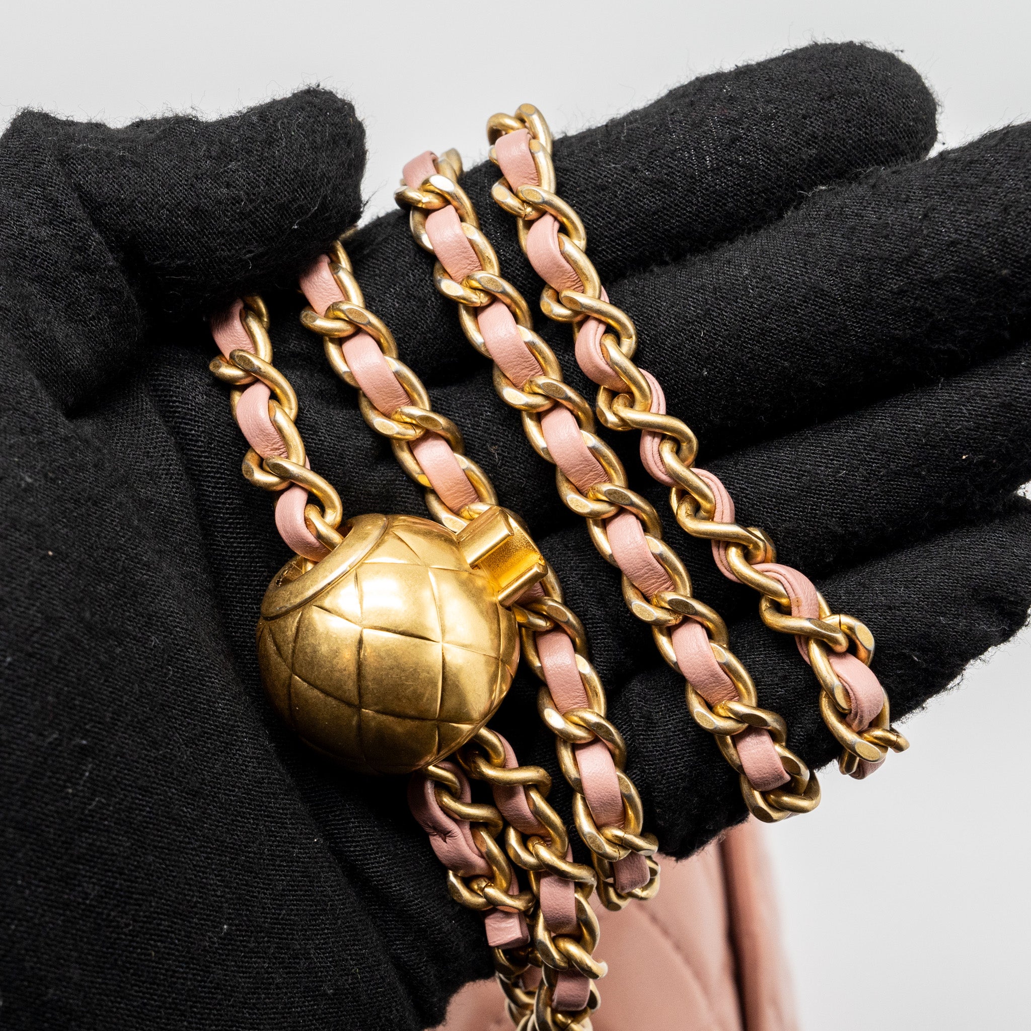 Chanel Pearl Crush Mini Square Flap Bag Lambskin Pink  (microchip)