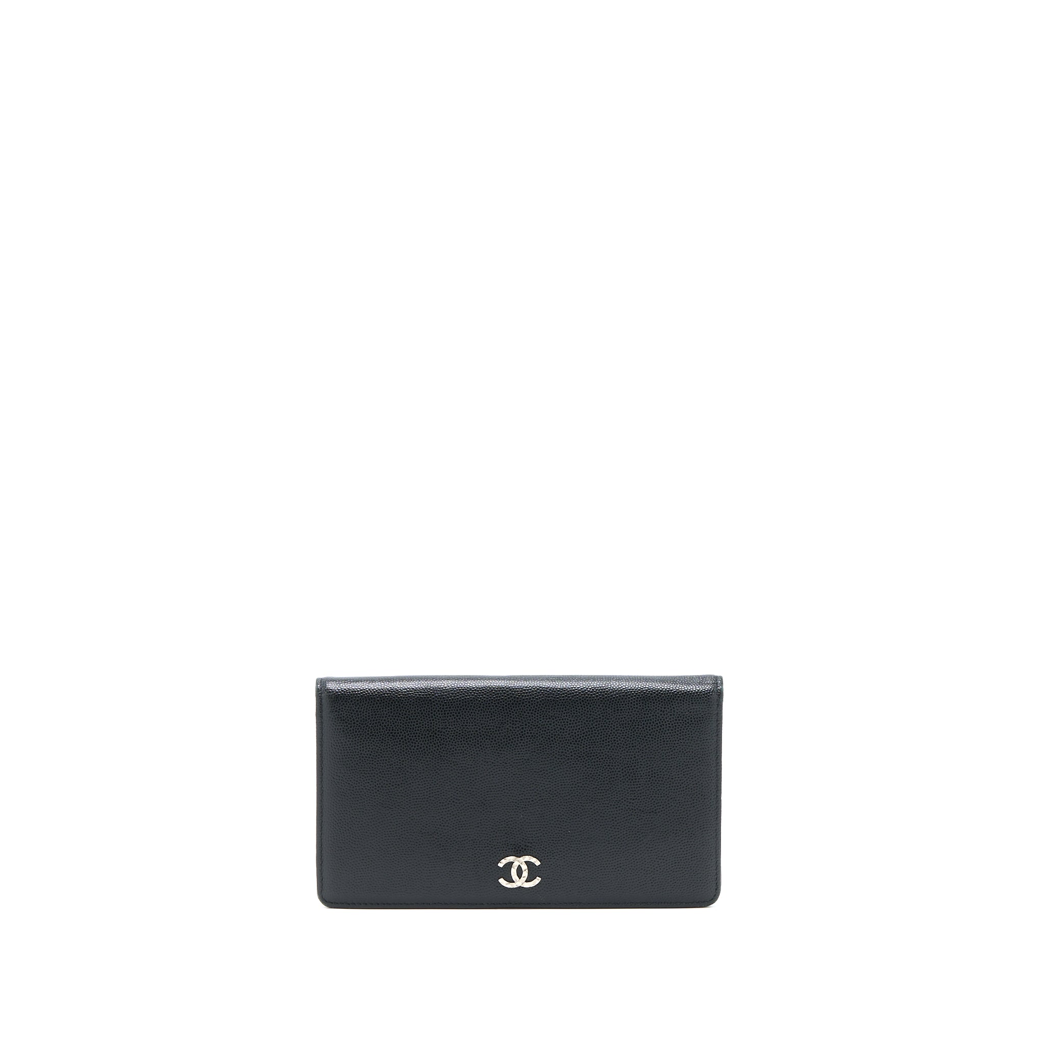 Chanel CC Logo Long Wallet Caviar Black