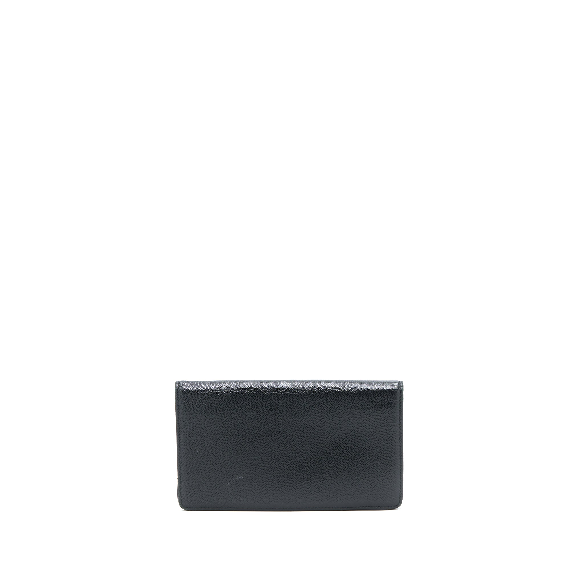 Chanel CC Logo Long Wallet Caviar Black