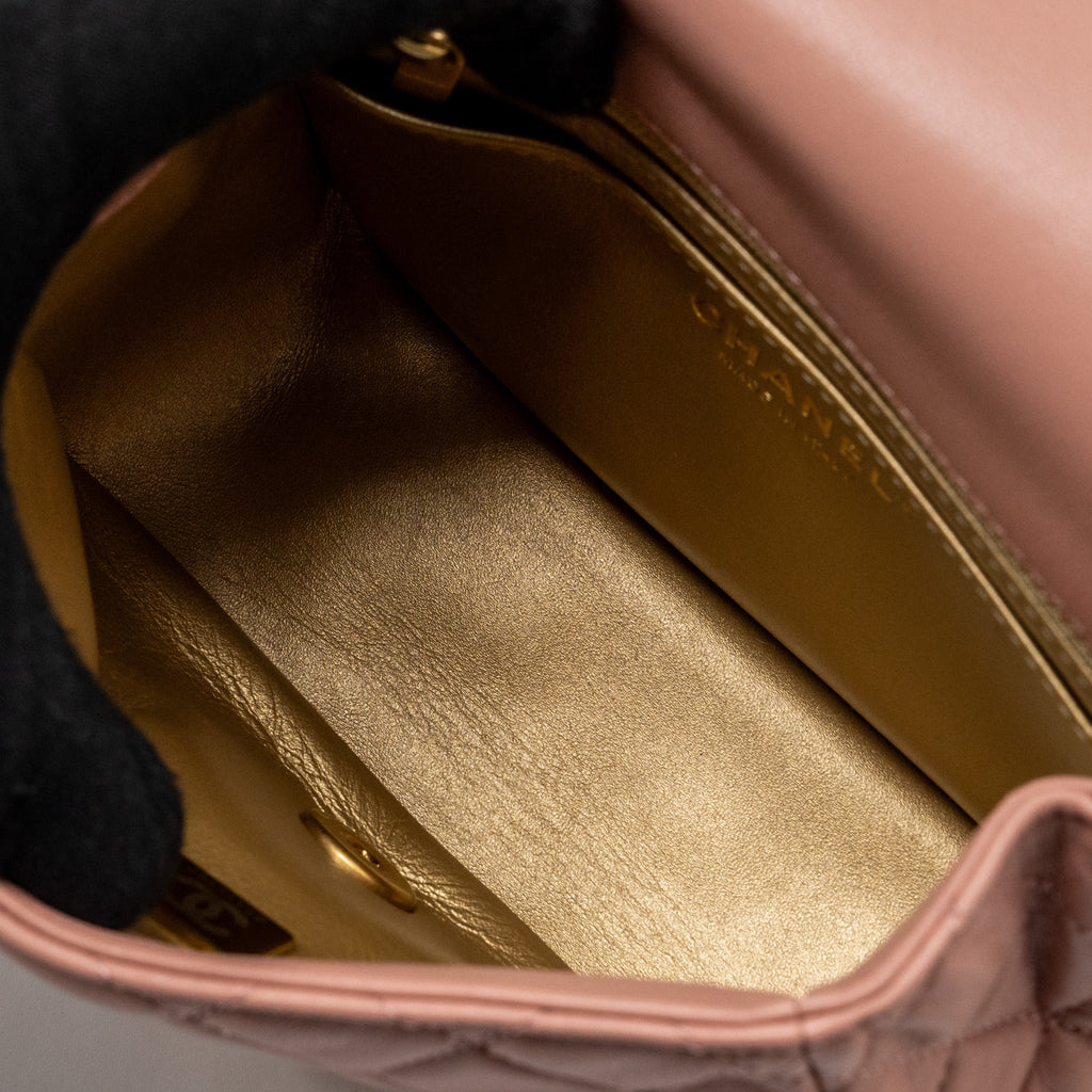 Chanel Pearl Crush Mini Square Flap Bag Lambskin Pink  (microchip)
