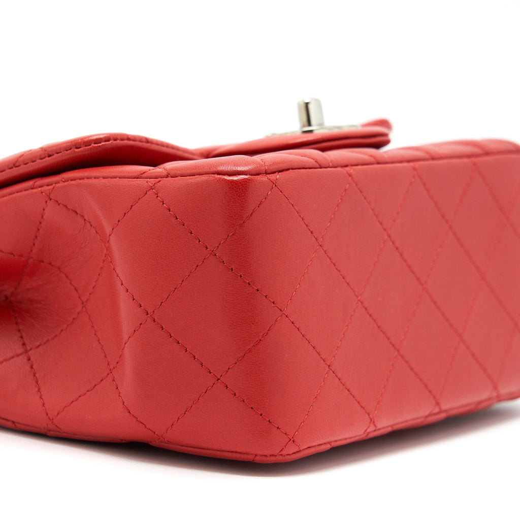 Chanel Mini Square Flap Bag Lambskin Red