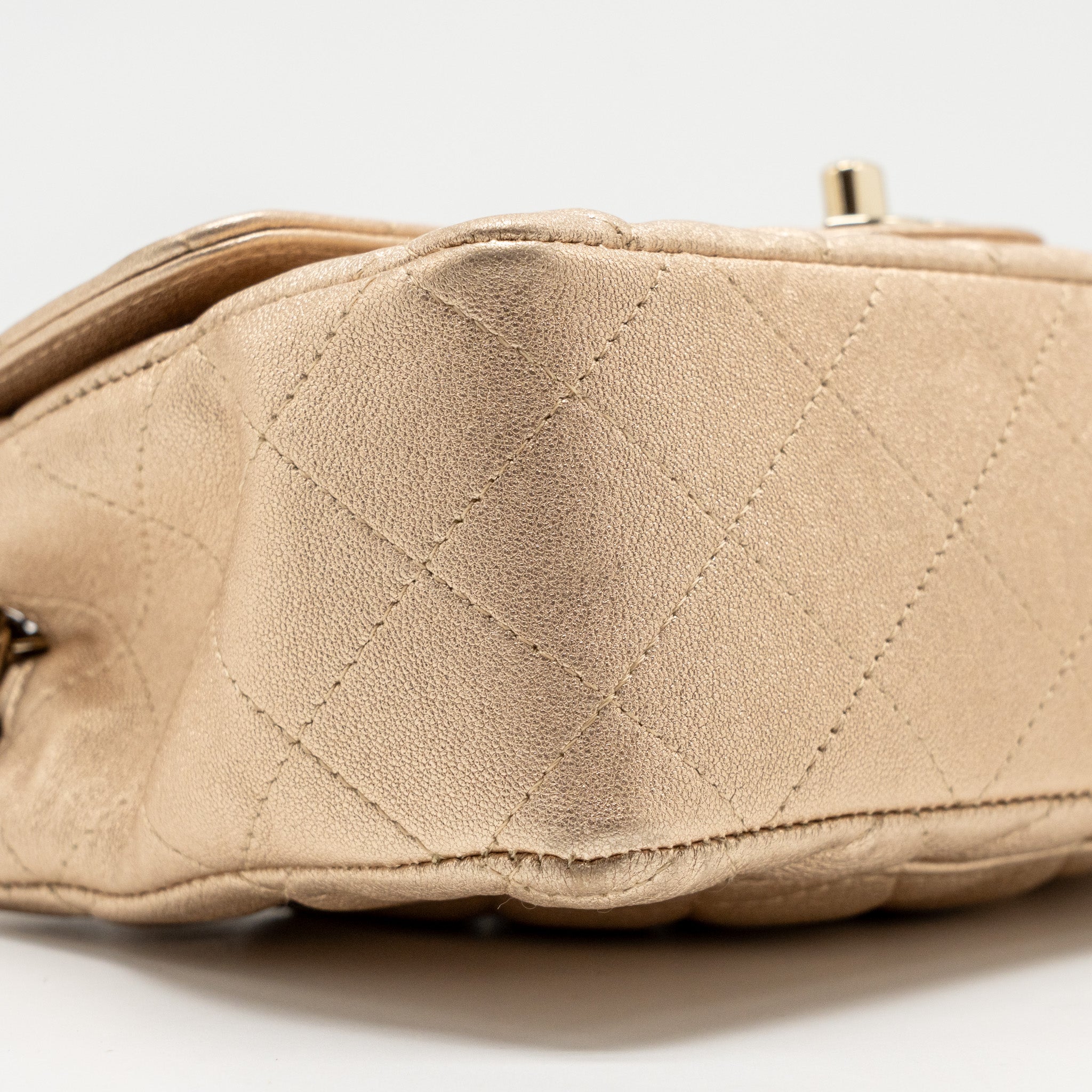 Chanel Mini Rectangular flap bag lambskin metallic gold L