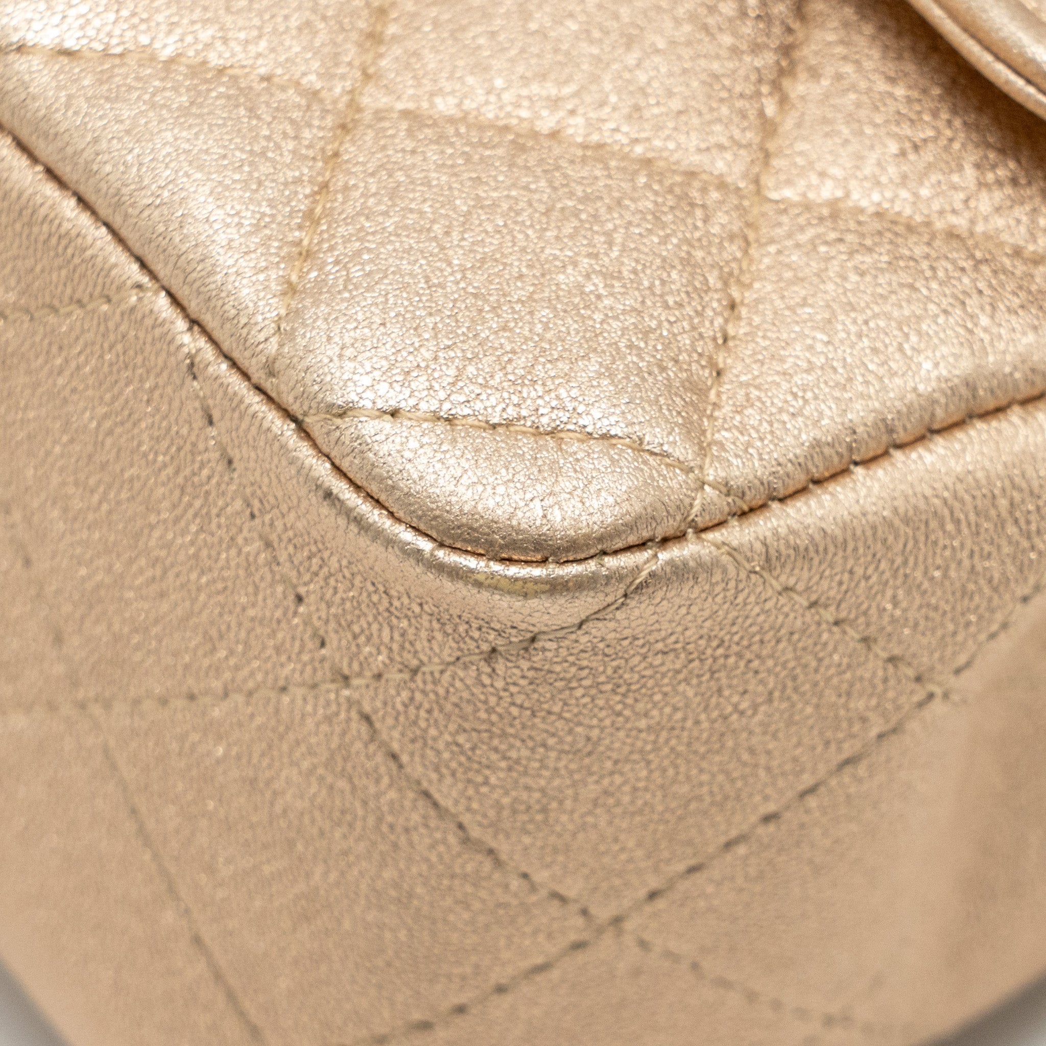 Chanel Mini Rectangular flap bag lambskin metallic gold L