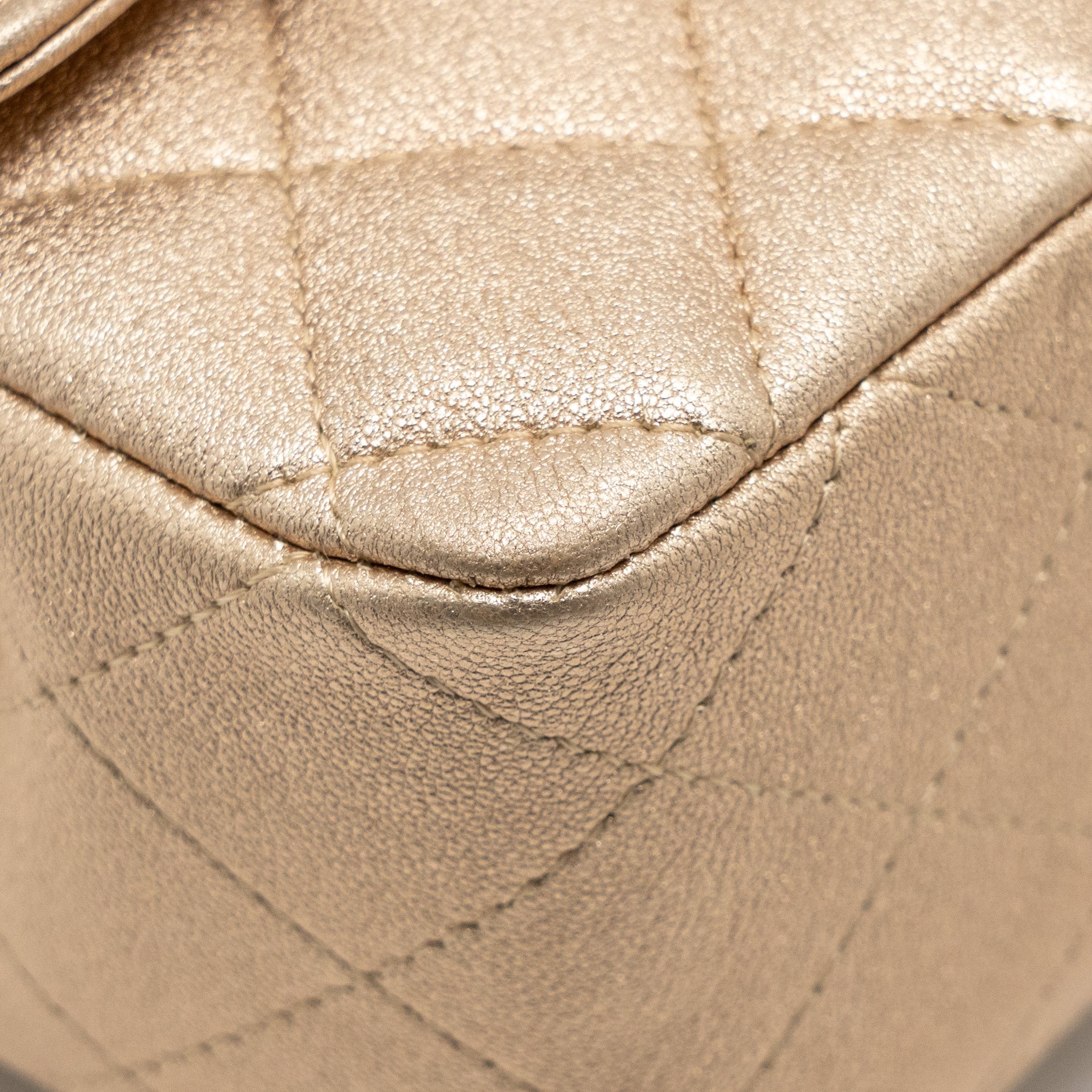 Chanel Mini Rectangular flap bag lambskin metallic gold L