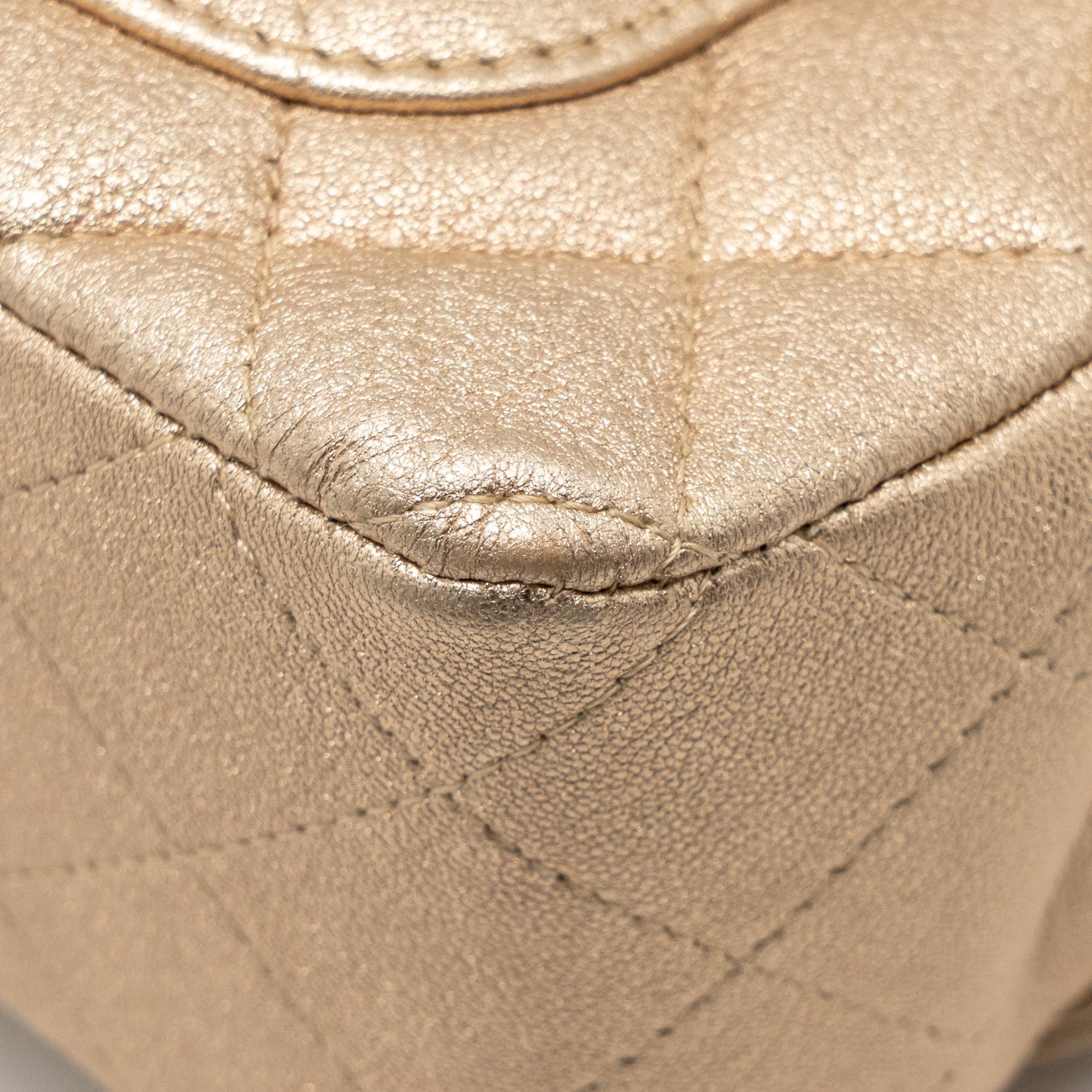 Chanel Mini Rectangular flap bag lambskin metallic gold L