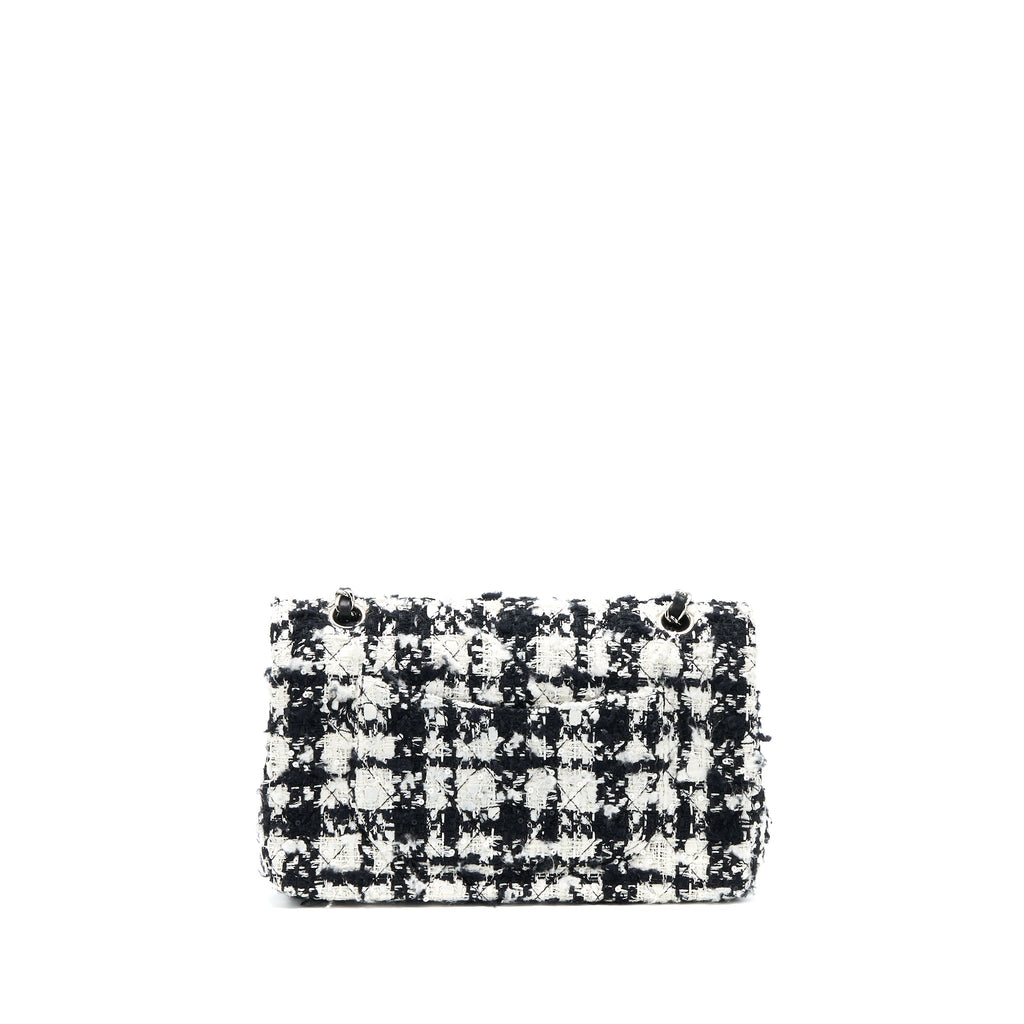 Chanel Vintage Medium Classic Flap Bag Tweed Black And White