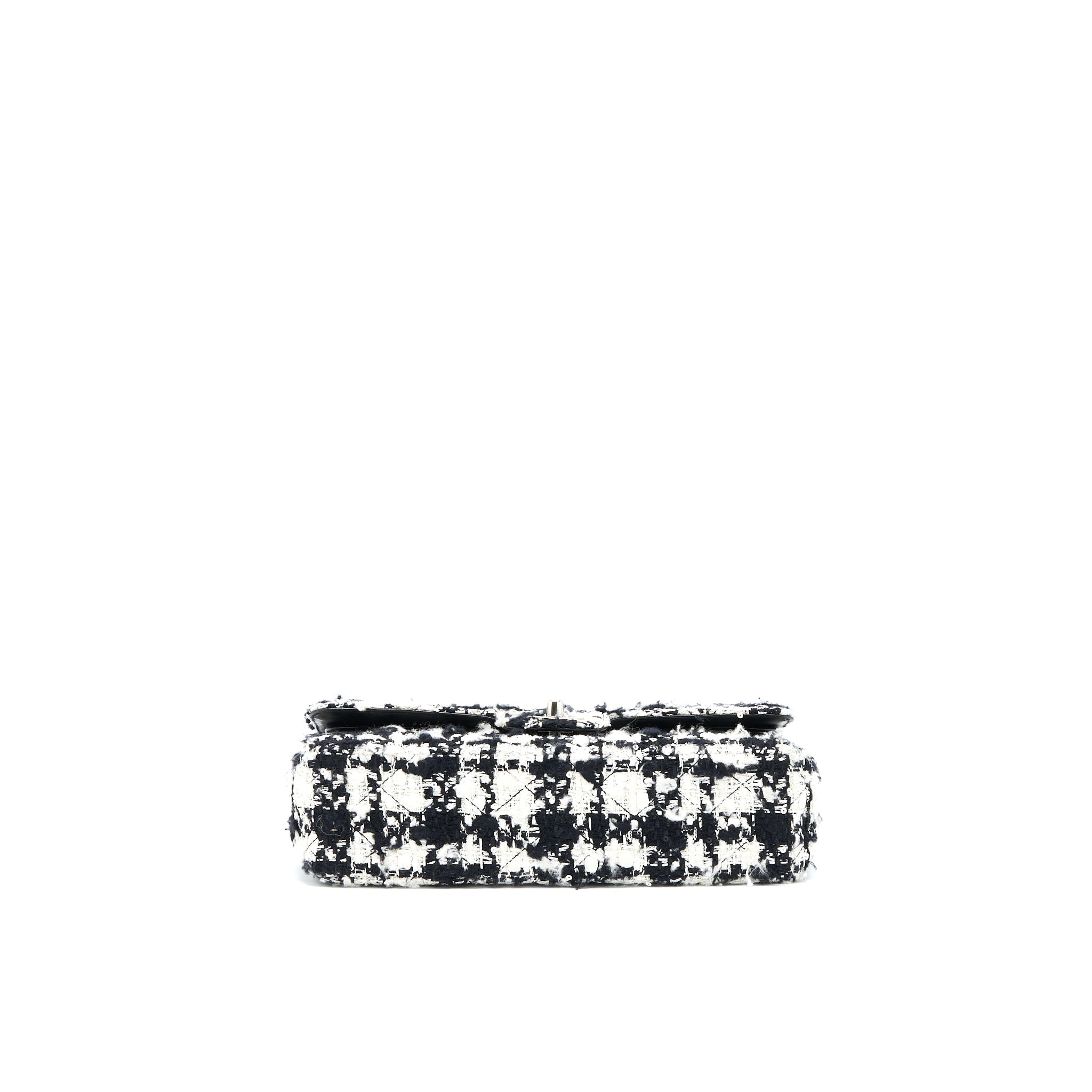Chanel Vintage Medium Classic Flap Bag Tweed Black And White