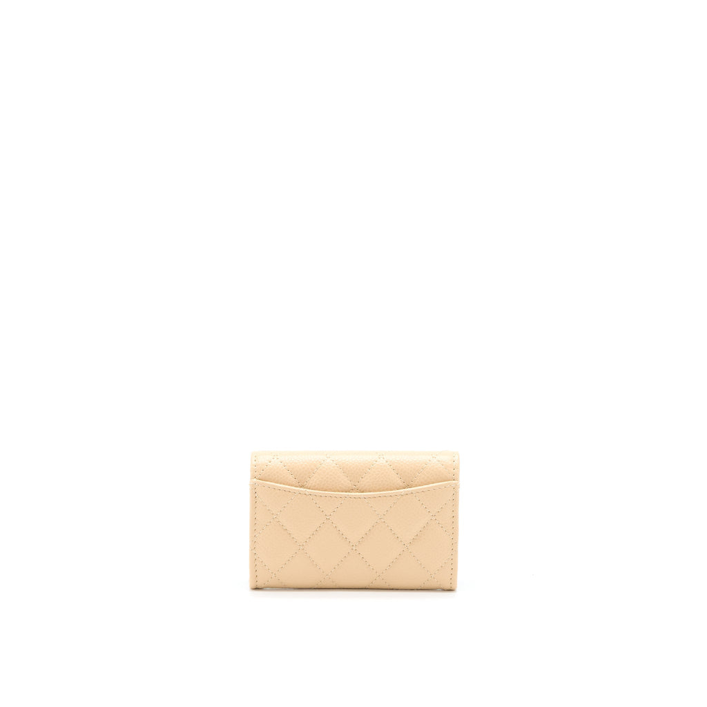 Chanel Classic Flap Card Holder Caviar Beige  (Microchip)
