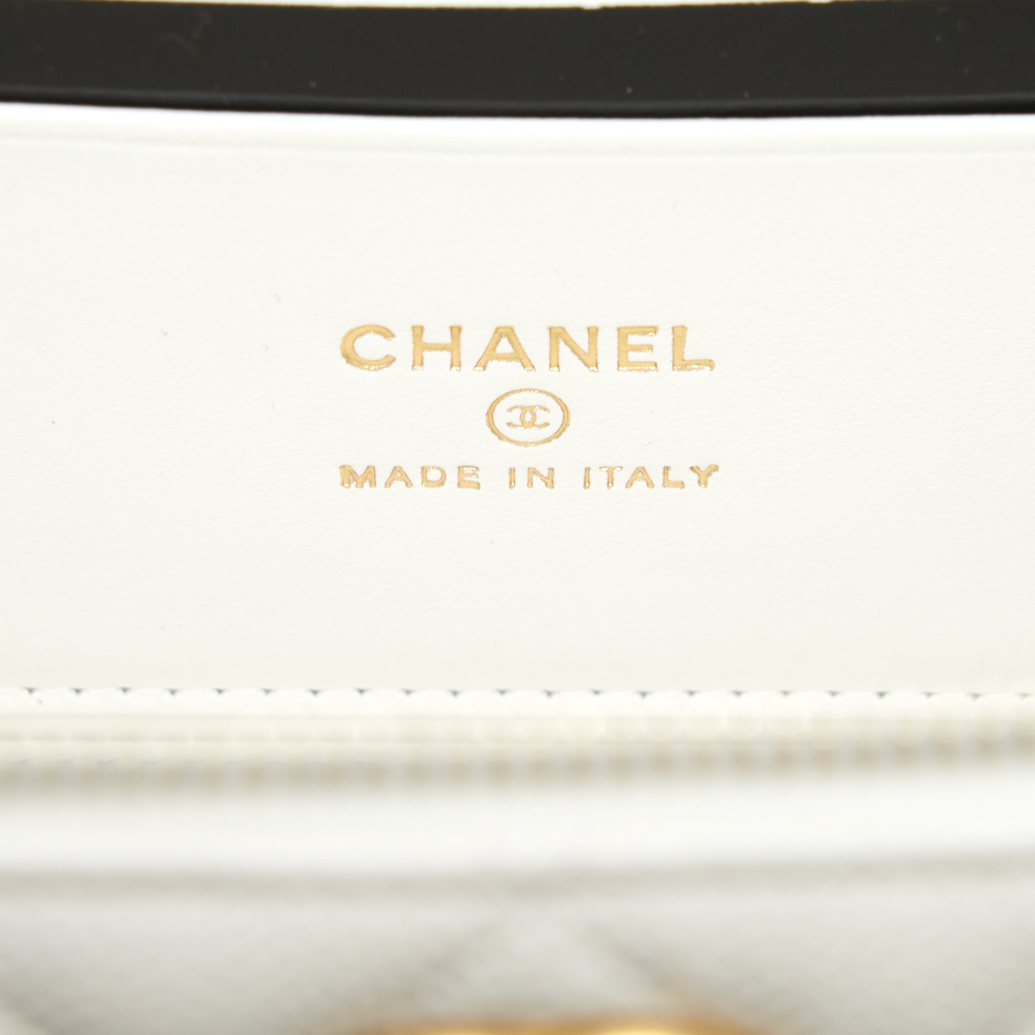 Chanel 22S Logo Top Handle Long Vanity Caviar White