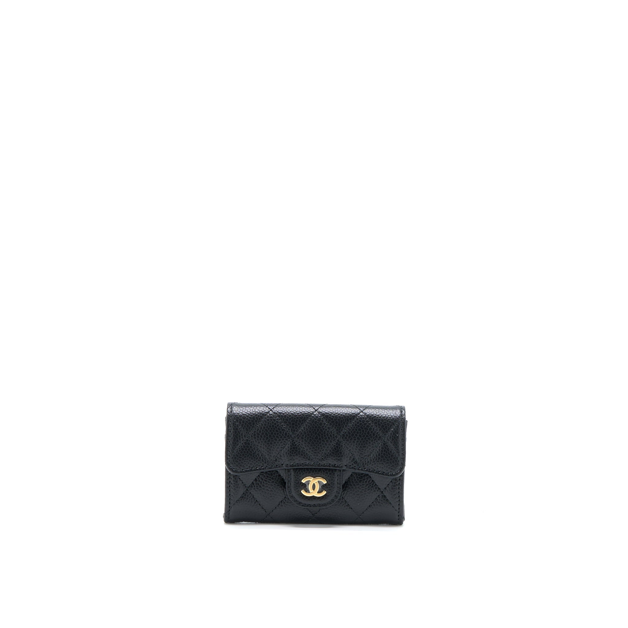 Chanel Classic Flap Card Holder Caviar Black  (Microchip)