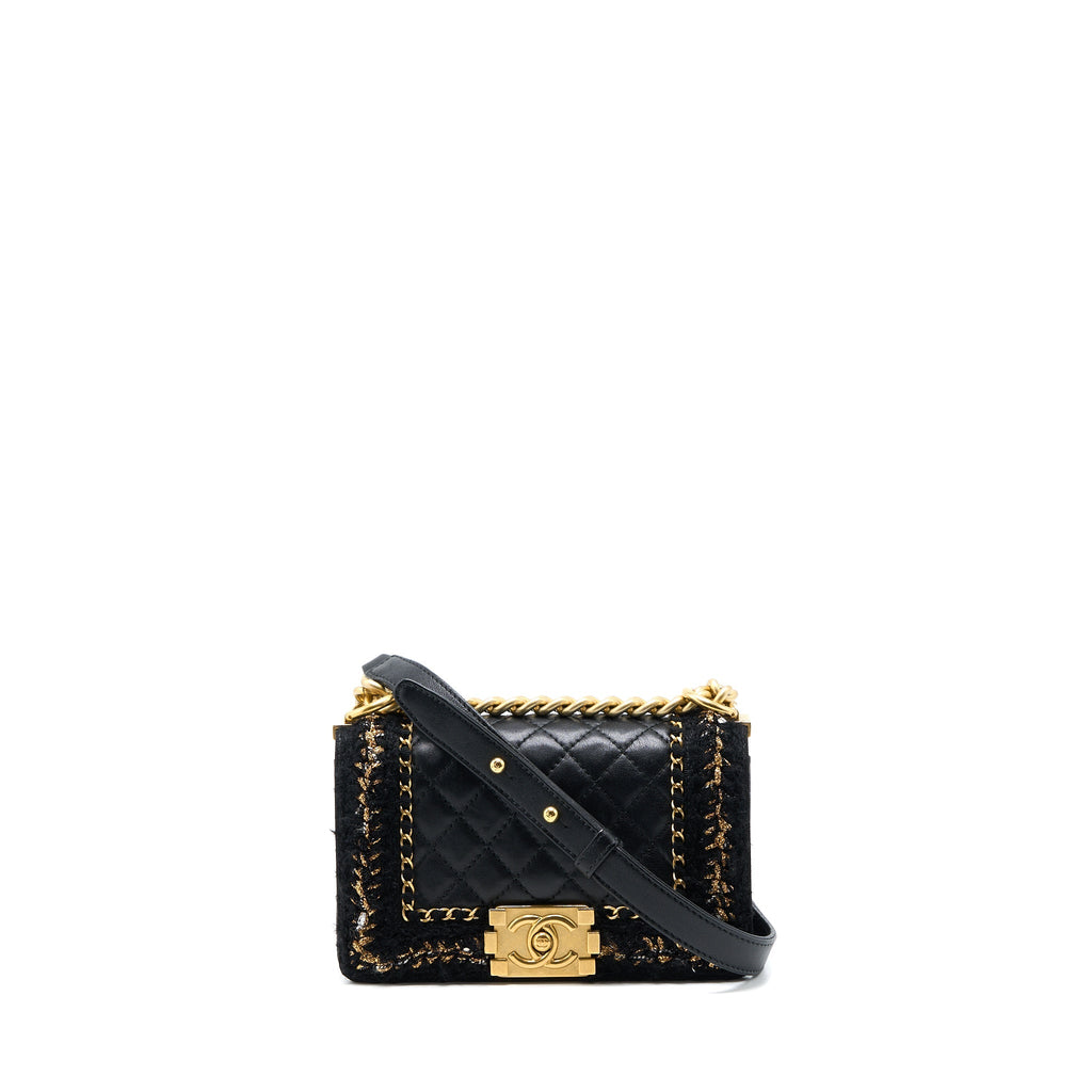 Chanel Small Jacket Boy Bag Lambskin/Tweed Black