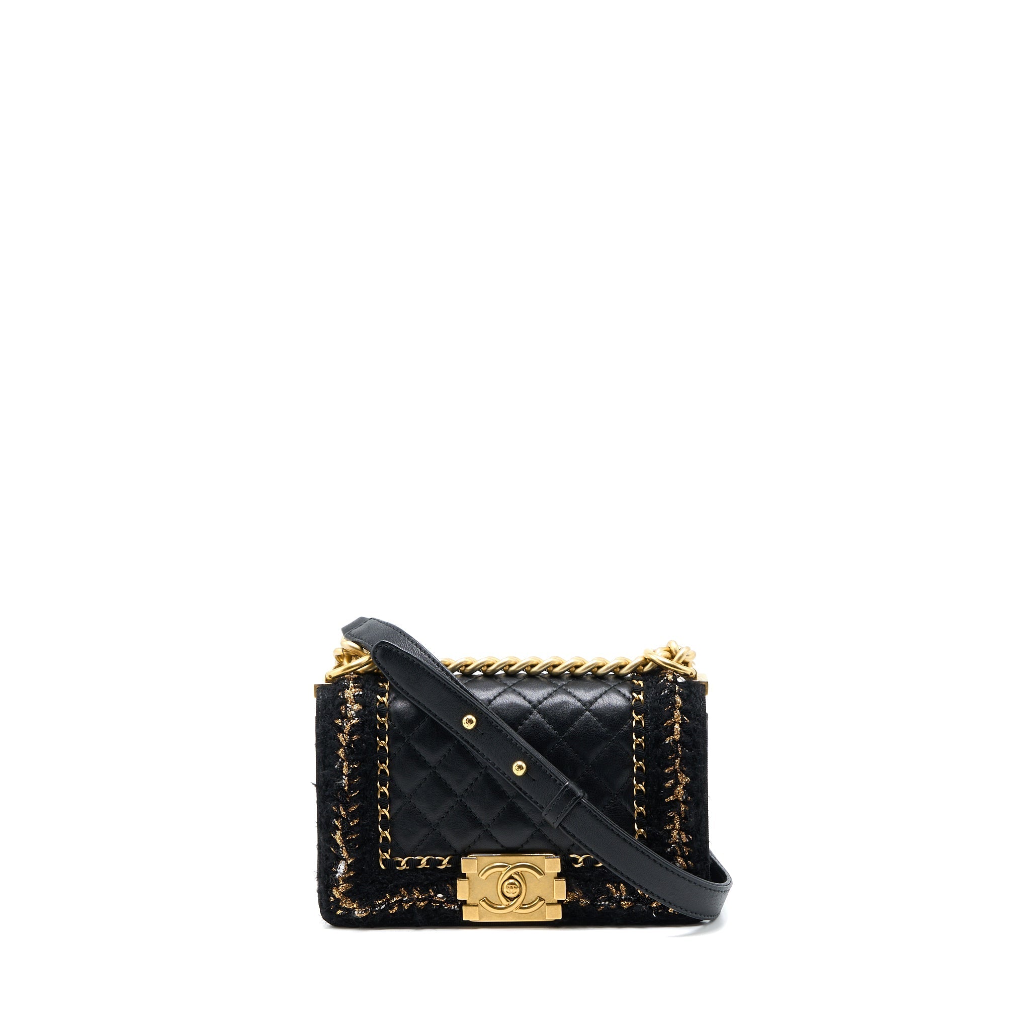 Chanel Small Jacket Boy Bag Lambskin/Tweed Black