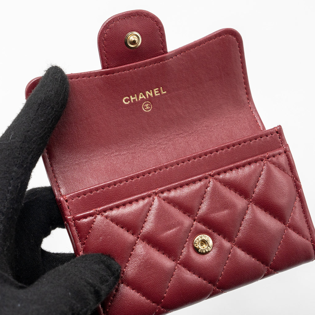 Chanel Classic Flap card holder lambskin burgundy