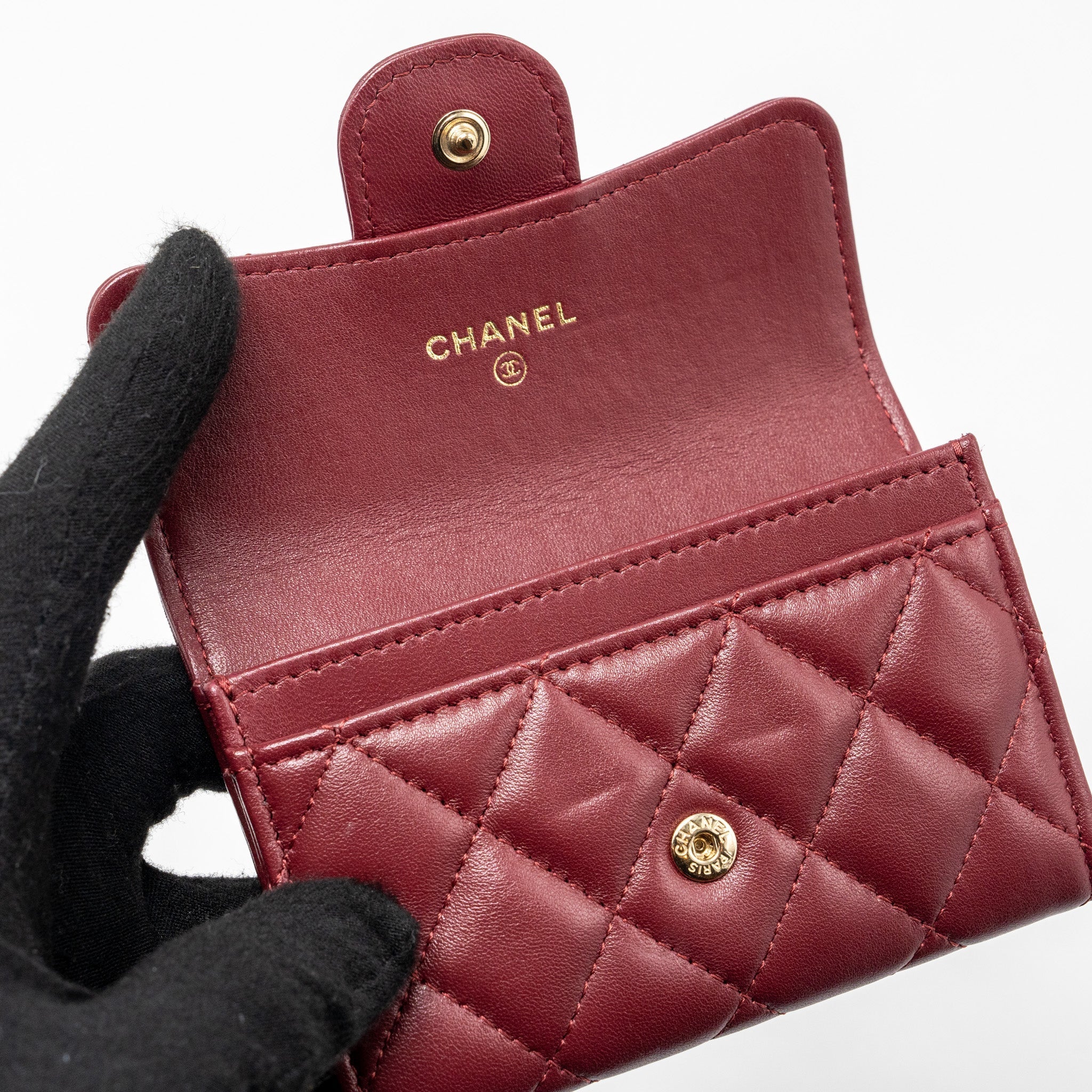 Chanel Classic Flap card holder lambskin burgundy