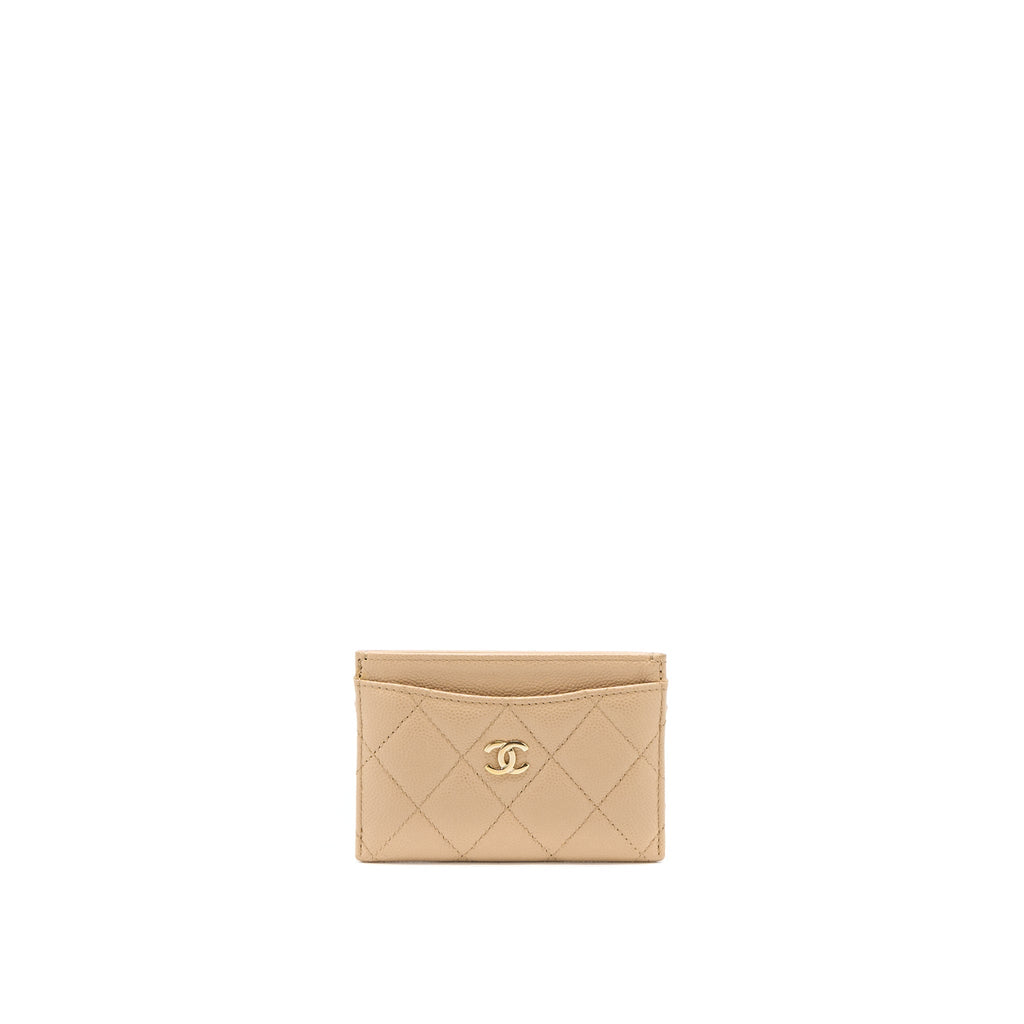 Chanel Classic Card Holder Caviar Dark Beige