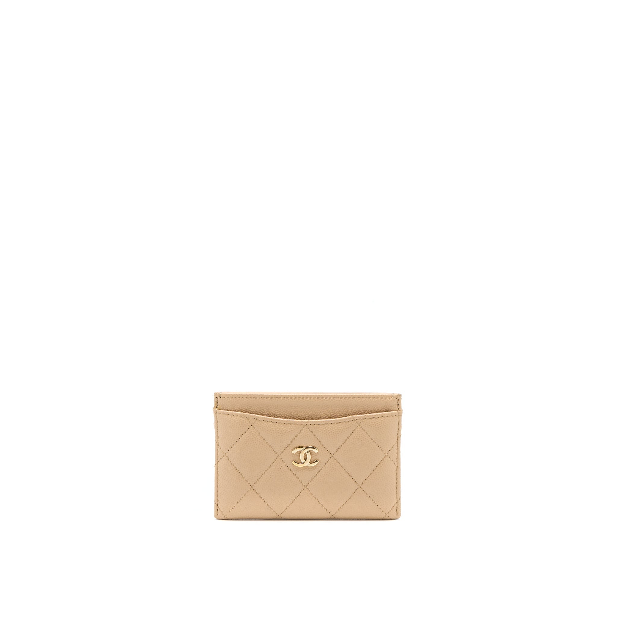 Chanel Classic Card Holder Caviar Dark Beige