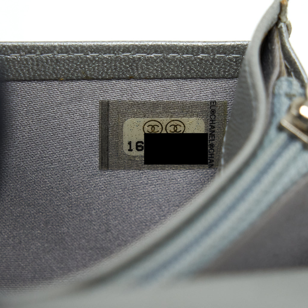 Chanel Camellia Fold Long Wallet Lambskin black / silver