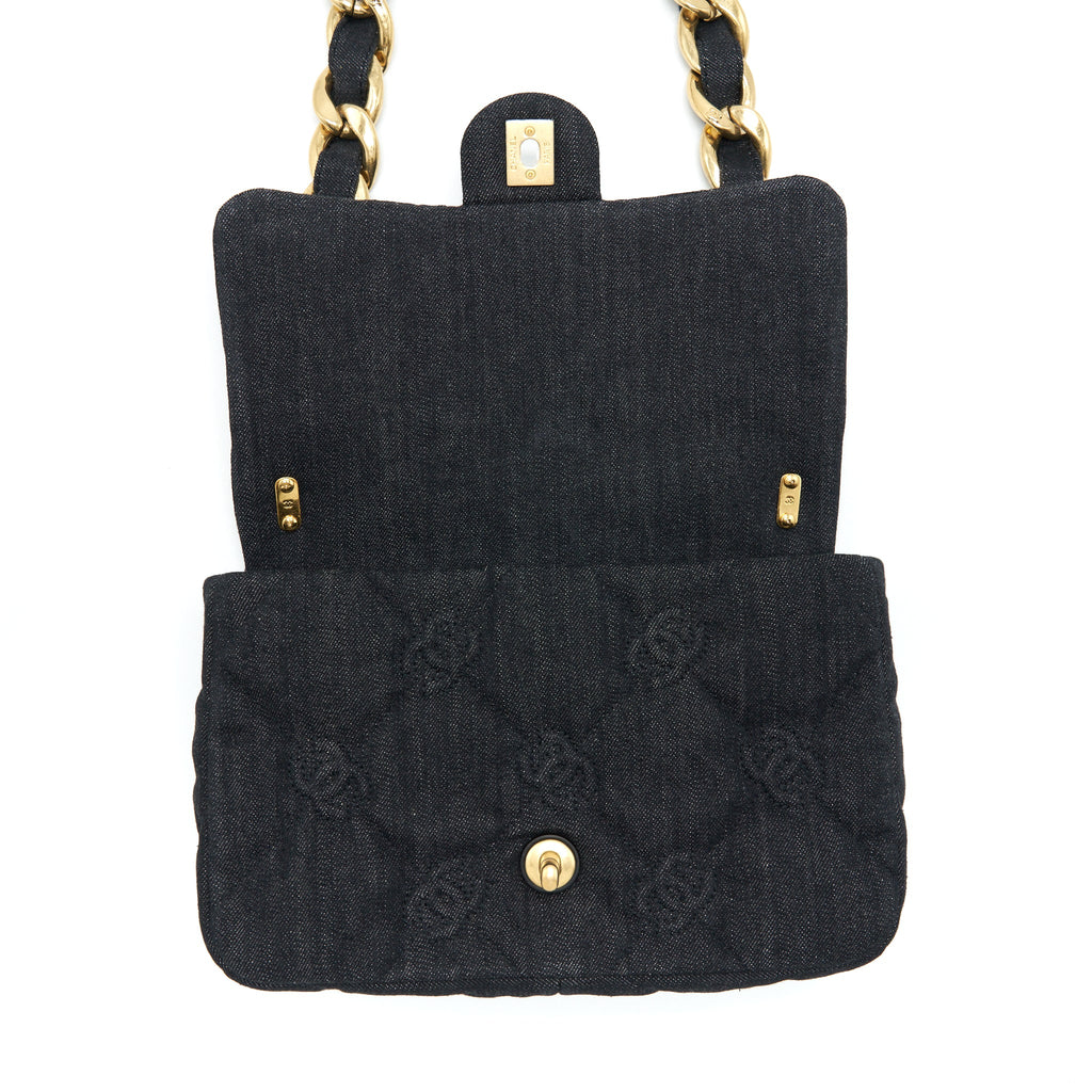 Chanel 22s Small Denim CC Logo Shoulder Bag