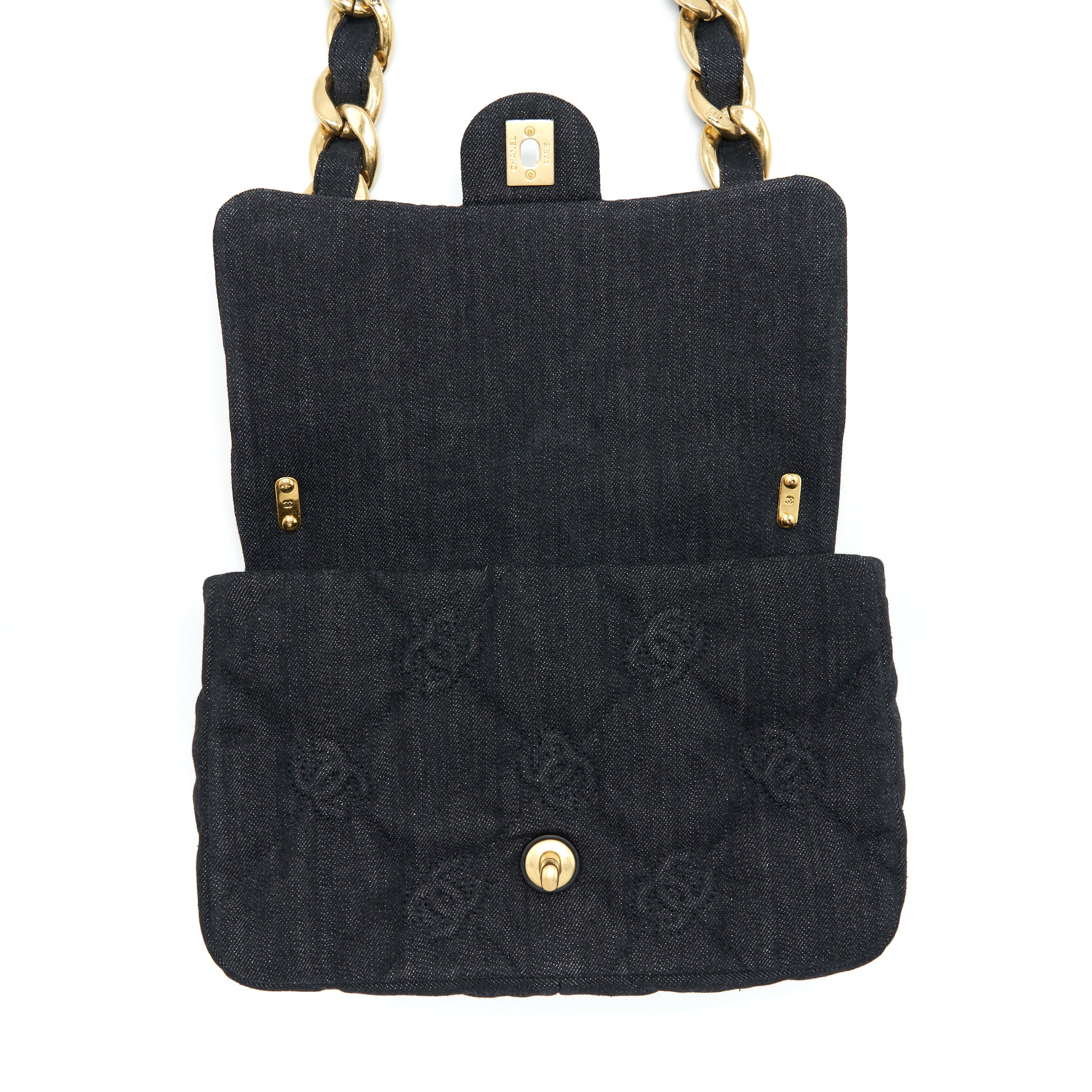 Chanel 22s Small Denim CC Logo Shoulder Bag