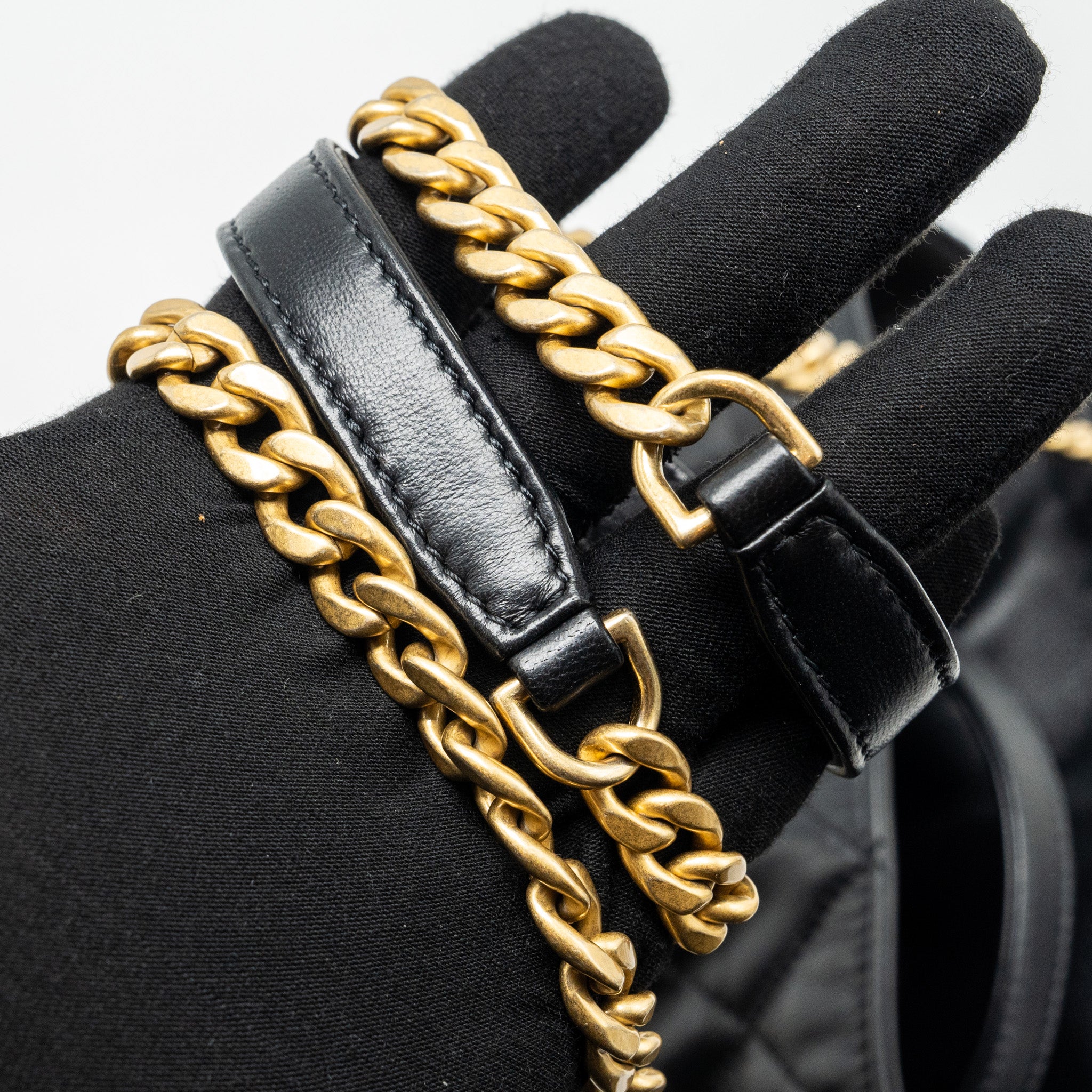 Chanel 22p Drawstring Bucket Bag Lambskin Black  (Microchip)