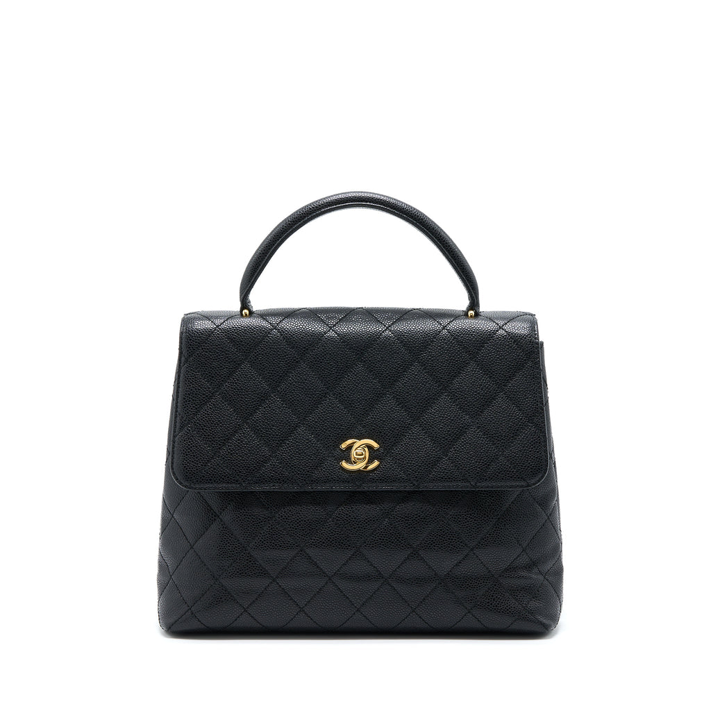 Chanel Vintage Top Handle Flap Bag Caviar Black
