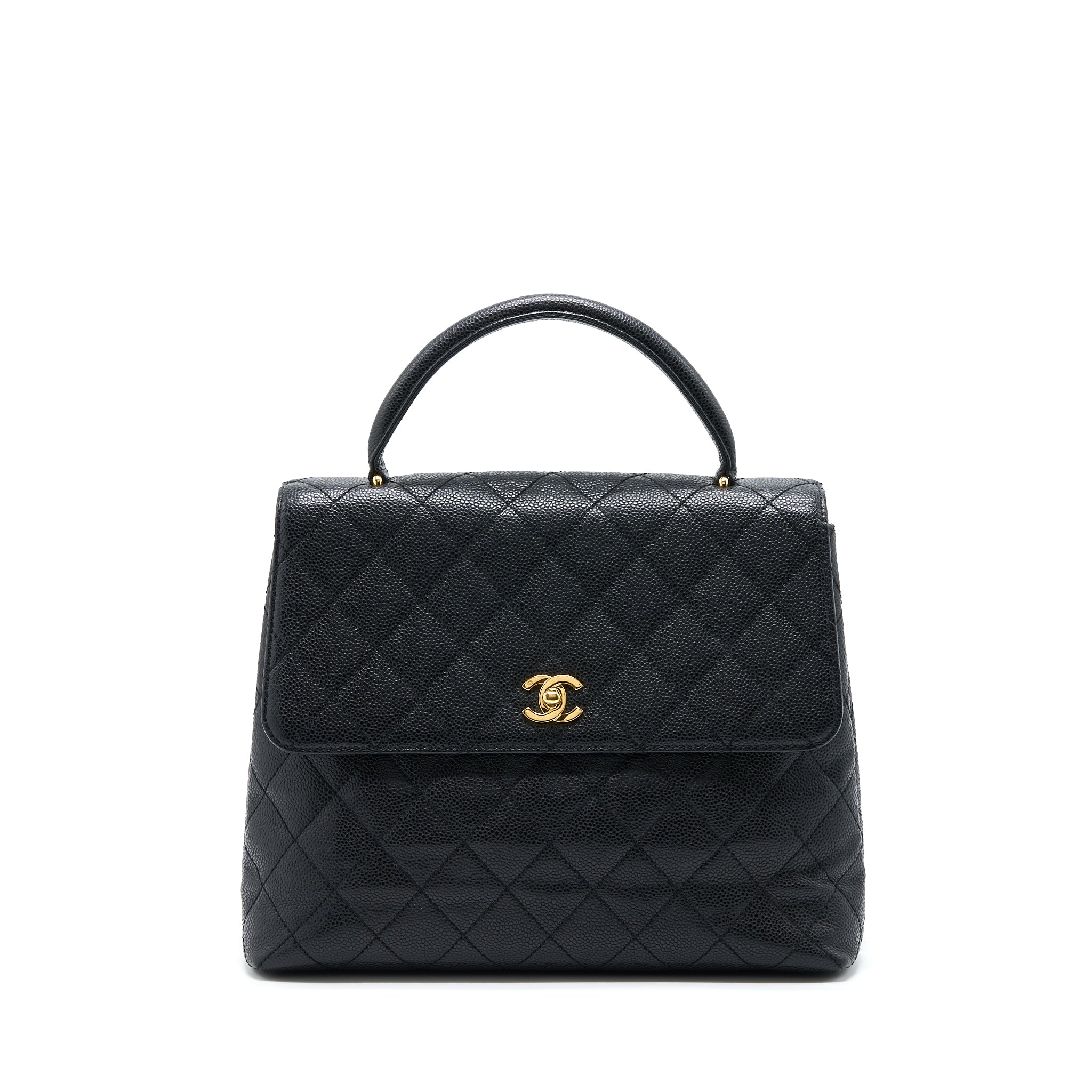 Chanel Vintage Top Handle Flap Bag Caviar Black